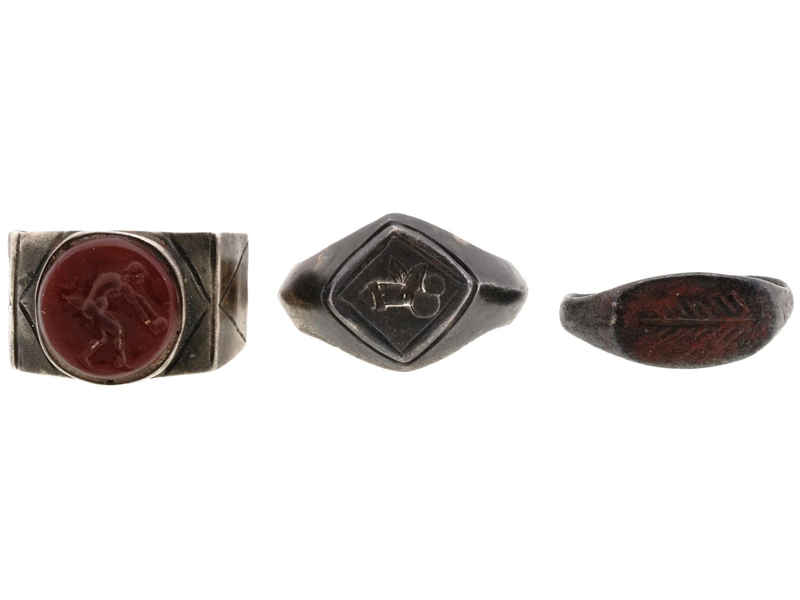 THREE ANCIENT GREEK MYTHOLOGY SILVER RINGS (1 of 7)
