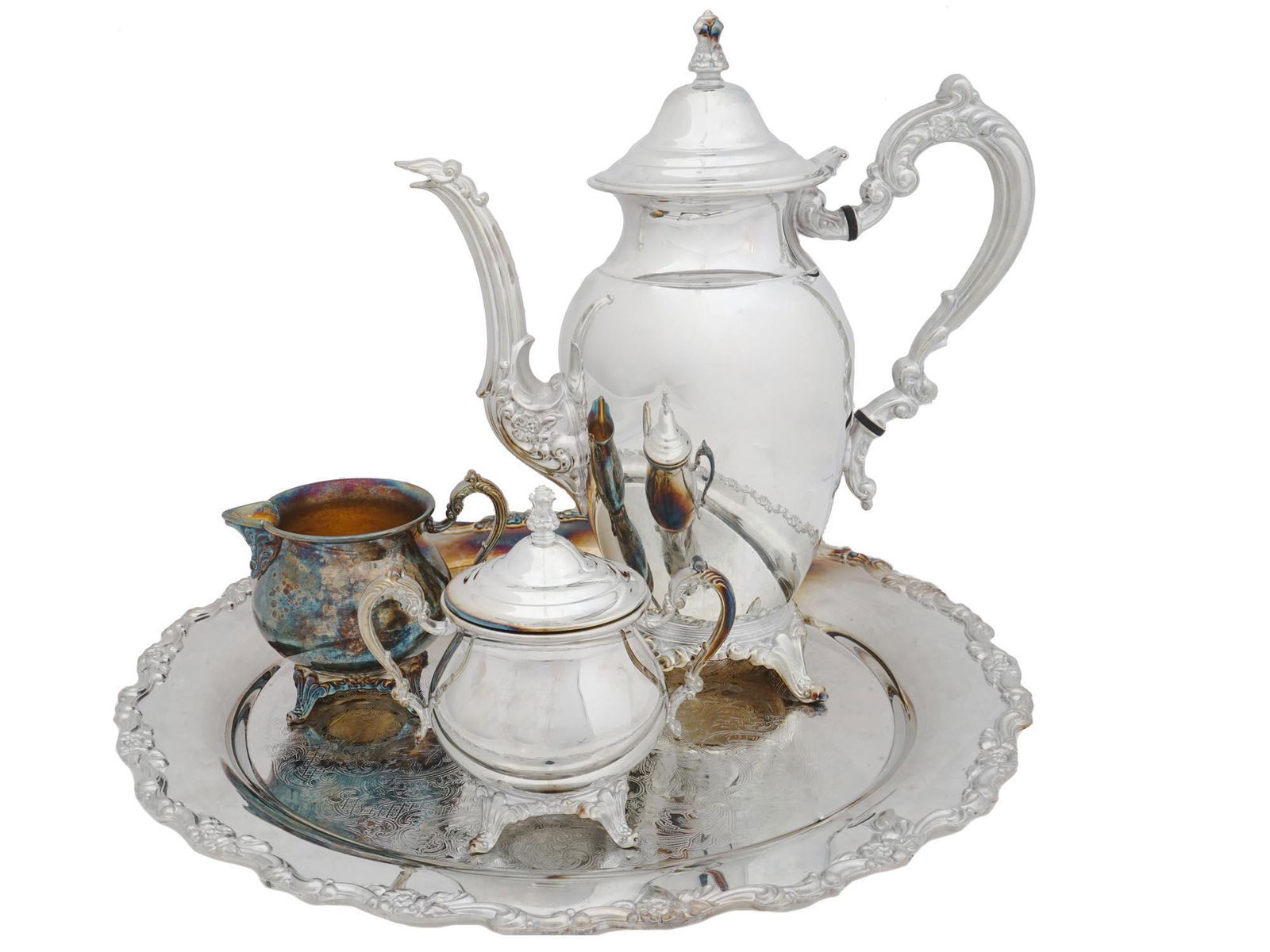 ONEIDA SILVER PLATED COFFEE SET WITH SERVING TRAY (1 of 7)