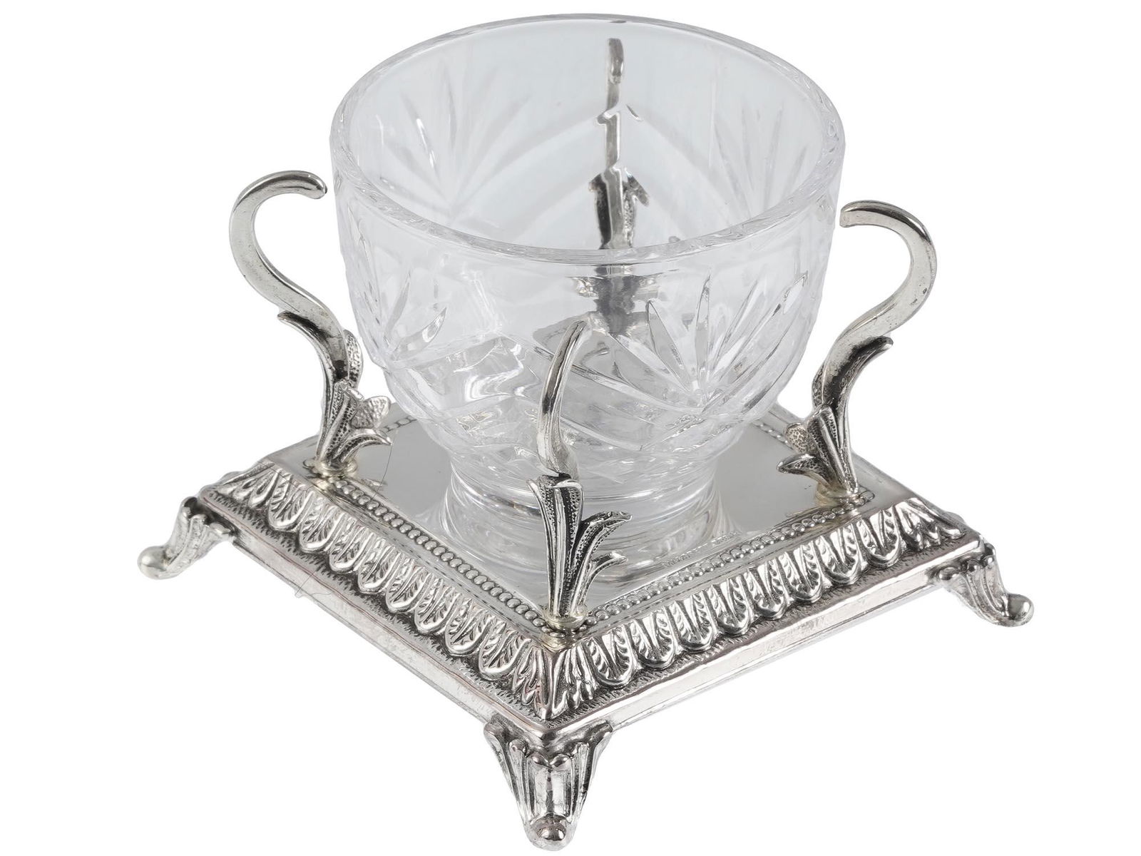 CUT CRYSTAL AND SILVER SALT CELLAR BY HAZORFIM (1 of 5)