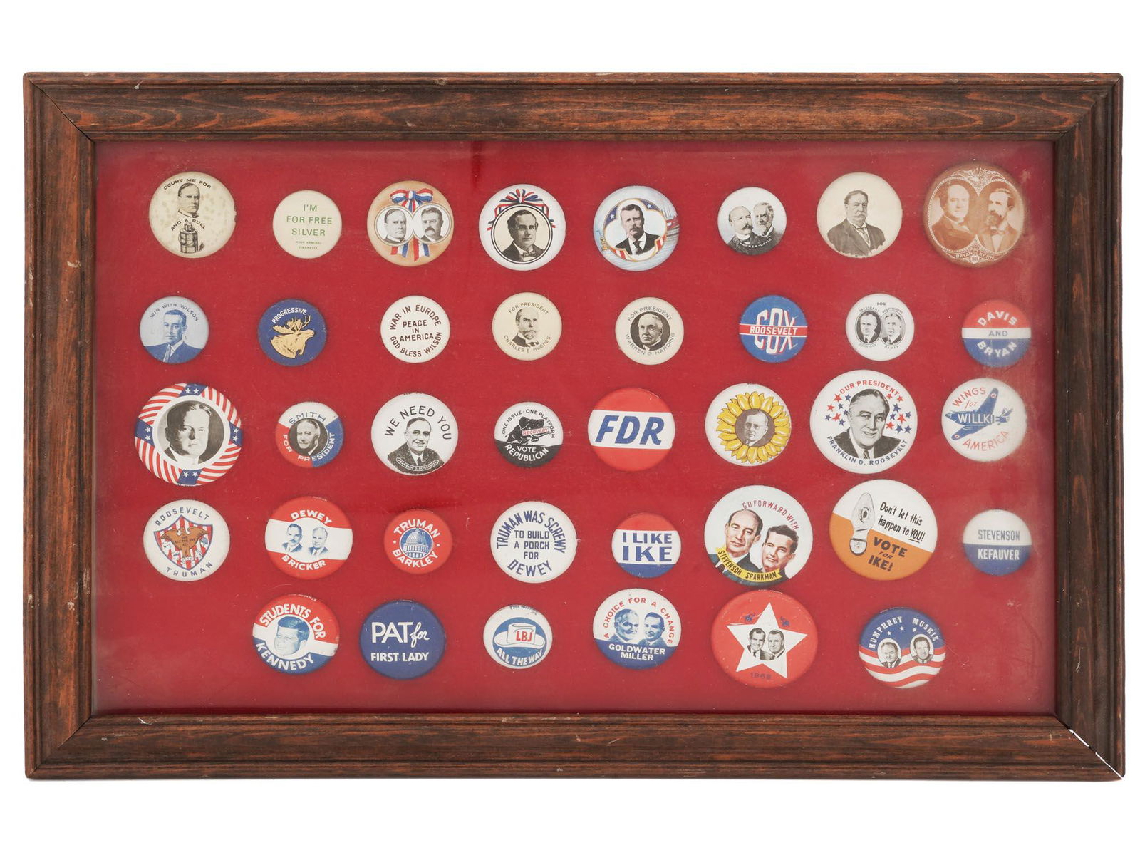 COLLECTION OF 38 ORIGINAL US POLITICAL PINS (1 of 3)