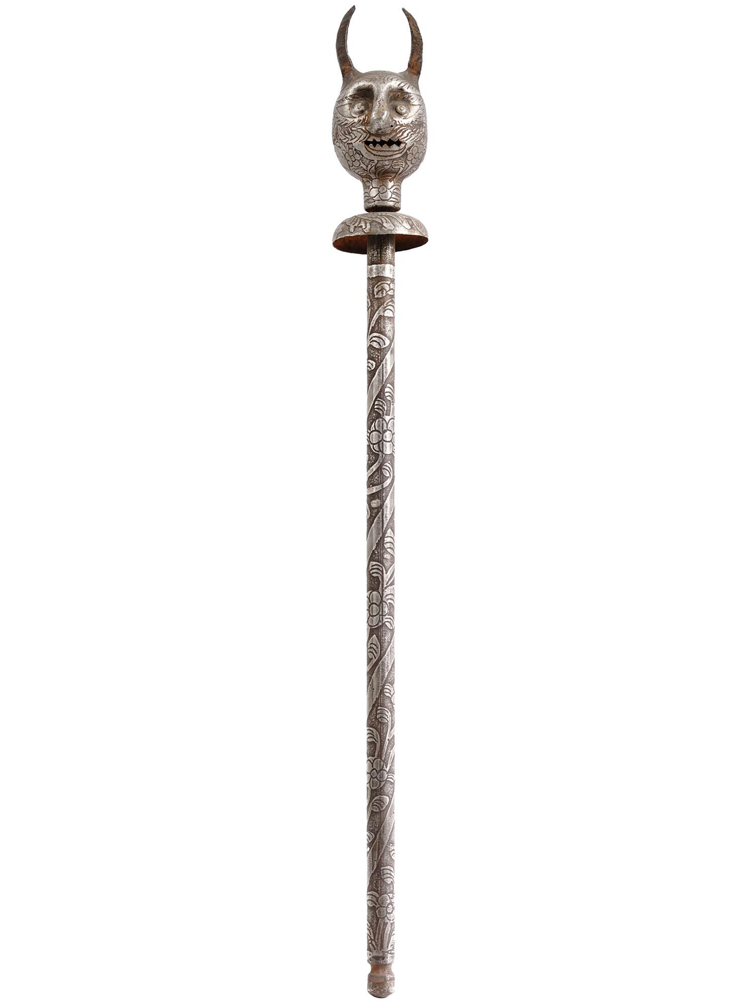 PERSIAN QAJAR HORNED DEMON HEAD CEREMONIAL MACE (1 of 3)