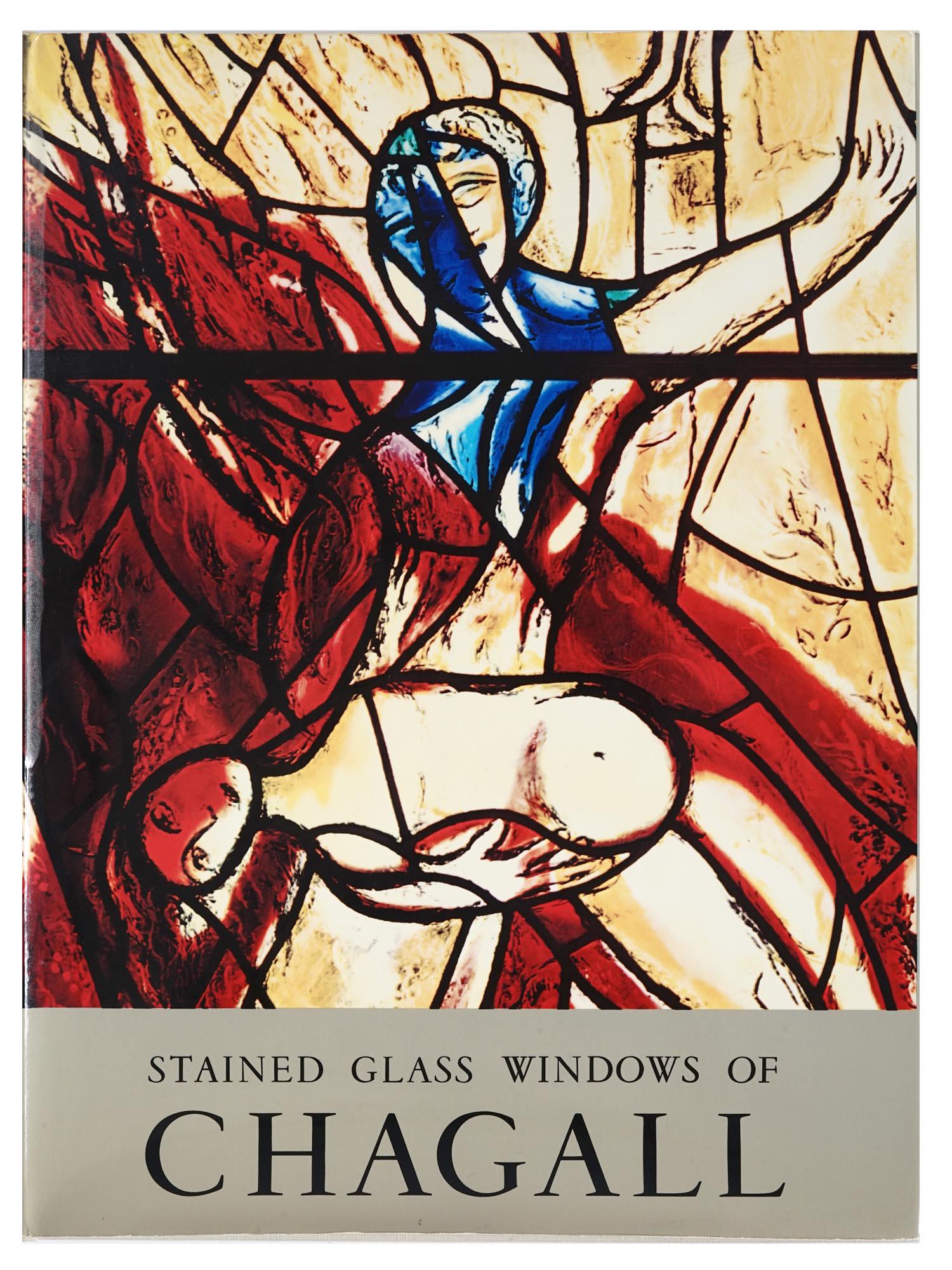 STAINED GLASS WINDOWS OF CHAGALL ALBUM BY MARTEAU: A vintage book titled The Stained Glass Windows of Chagall 1957-1970 by Robert Marteau, with an afterword by Charles Maro. Published by Tudor Publishing Company in New York, 1973. Hardcover in origina