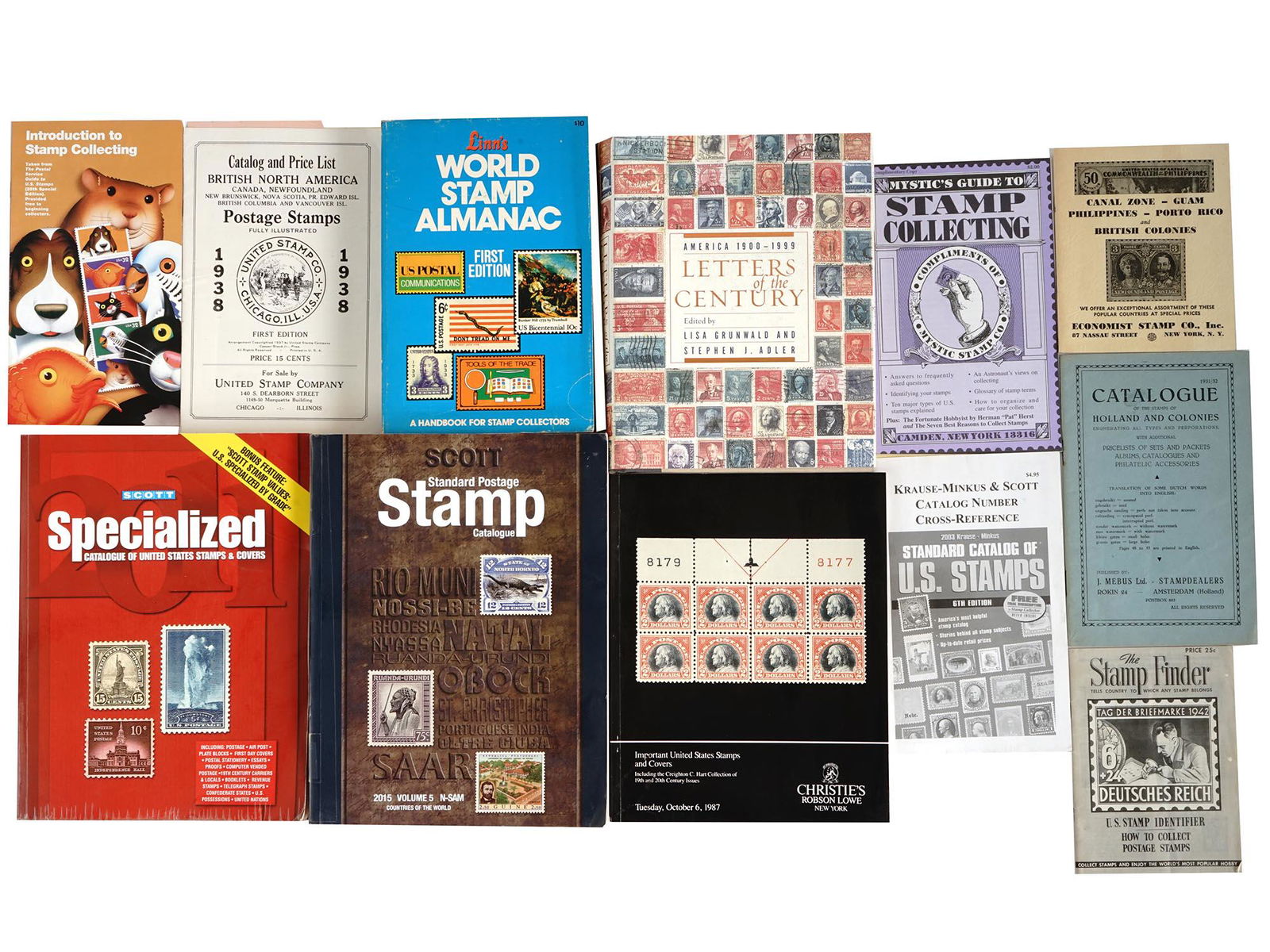 LARGE LOT OF VINTAGE BOOKS ABOUT STAMP COLLECTING (1 of 12)