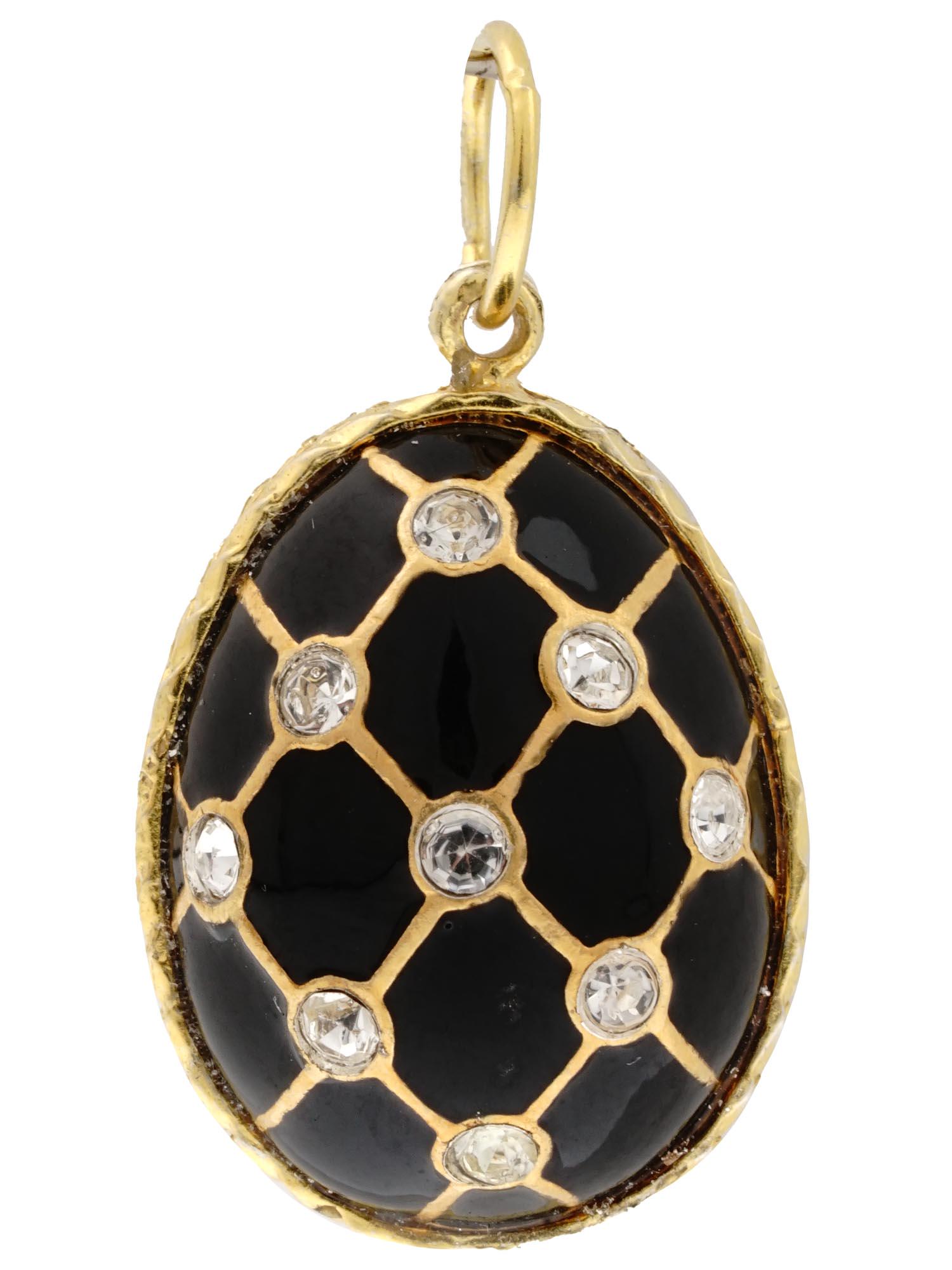 RUSSIAN 84 GILT SILVER DIAMOND ENAMEL EGG PENDANT (1 of 5)