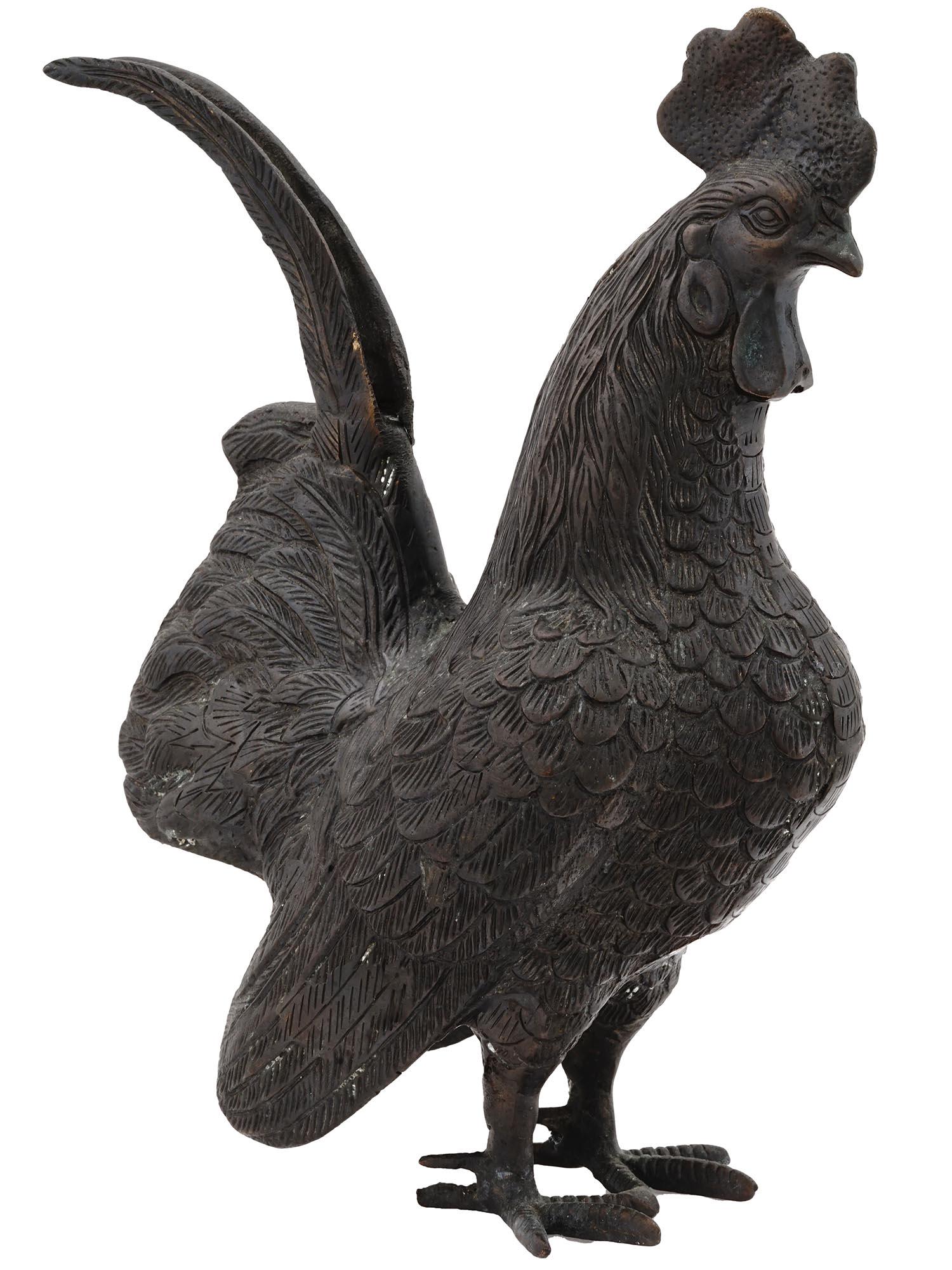 VINTAGE BRONZE ROOSTER FIGURINE SCULPTURE (1 of 5)