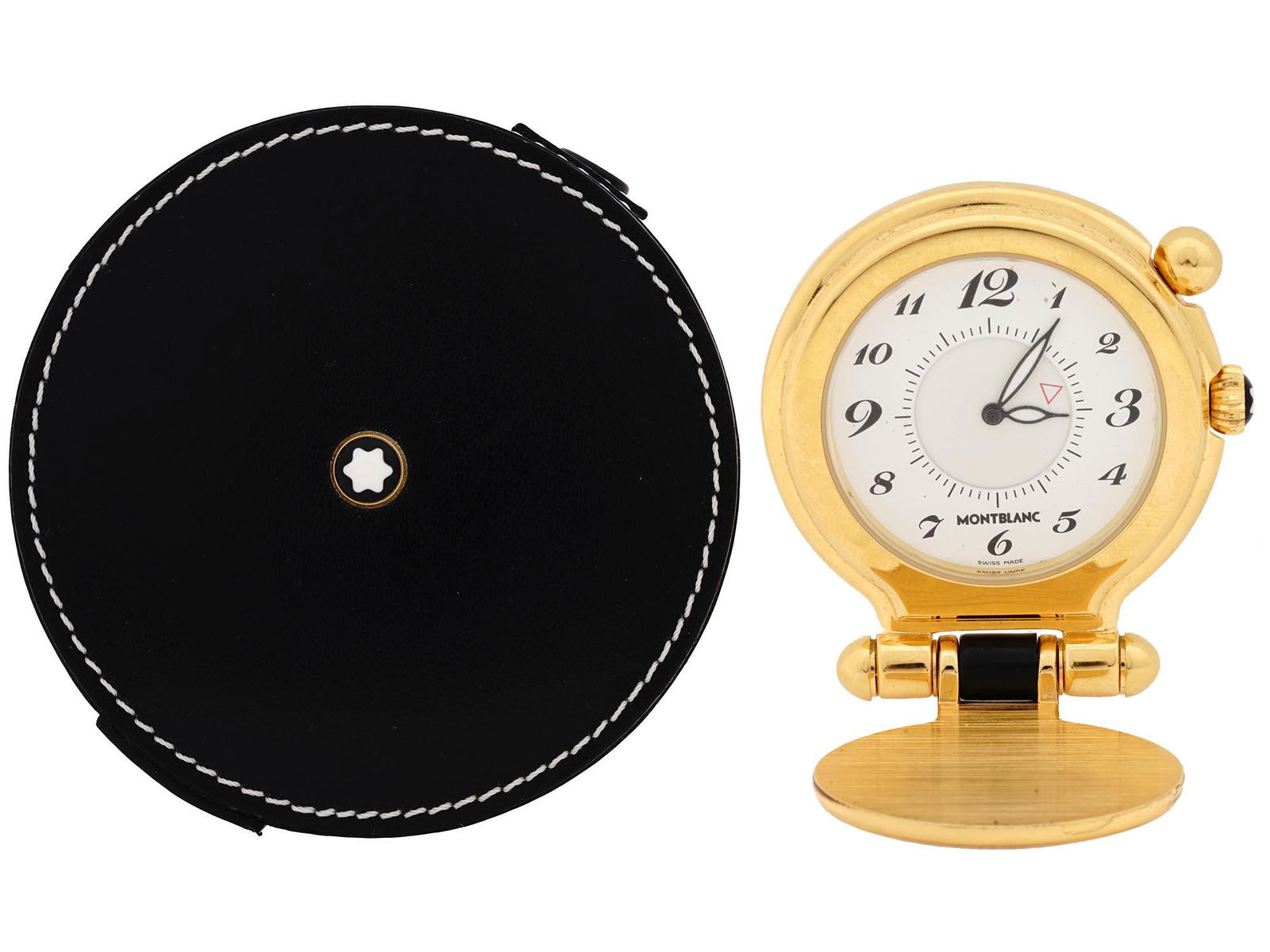 MONTBLANC MANSOUR SWISS MADE TRAVEL CLOCK W CASE (1 of 5)