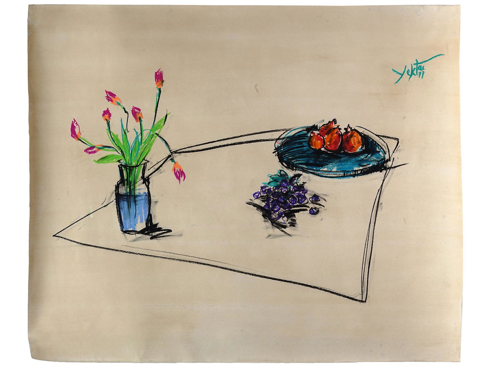 IRANIAN MIXED MEDIA PAINTING BY MANOUCHER YEKTAI (1 of 3)