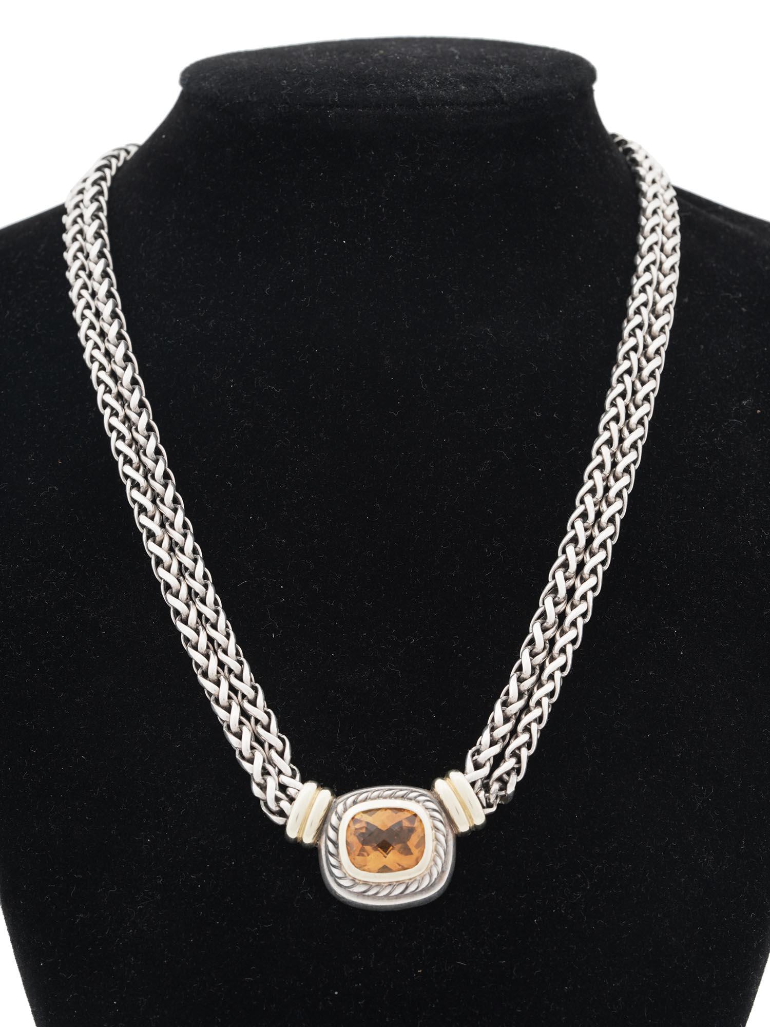 VINTAGE DAVID YURMAN GOLD SILVER CITRINE NECKLACE (1 of 6)