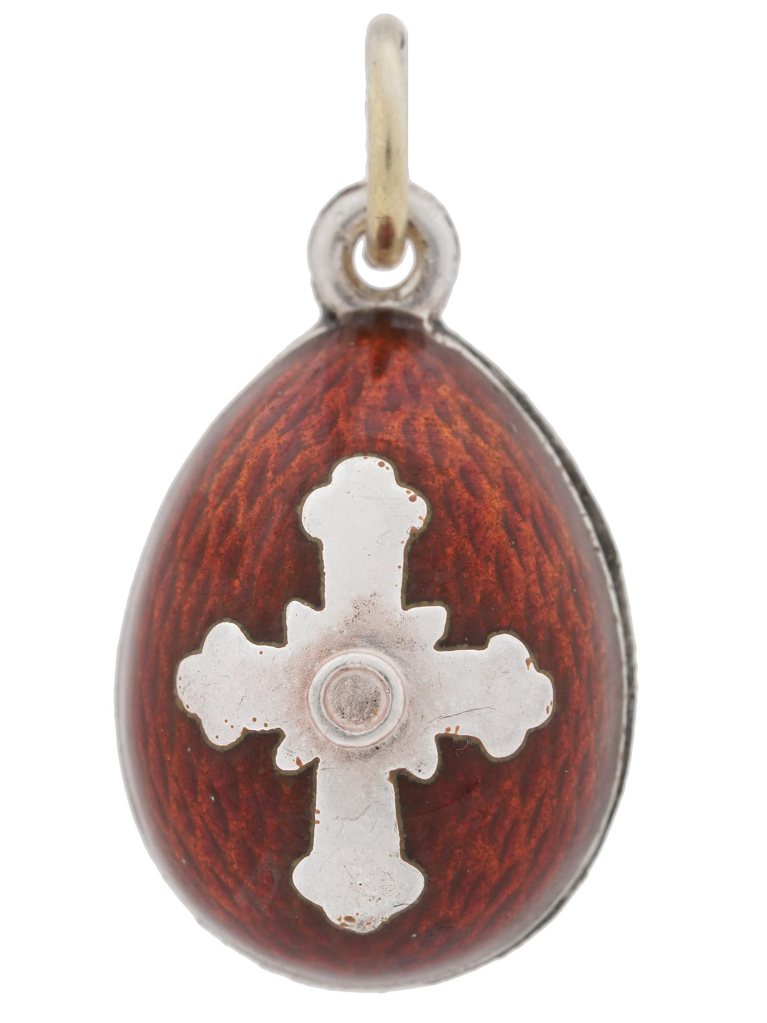 RUSSIAN GILT SILVER ENAMEL EASTER EGG PENDANT (1 of 6)