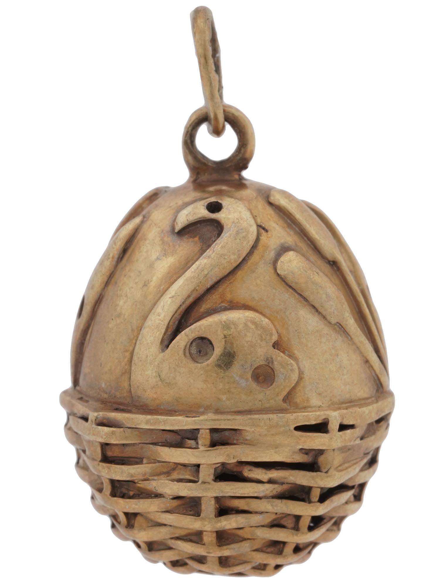 RUSSIAN 84 GILT SILVER SWAN EASTER EGG PENDANT (1 of 5)
