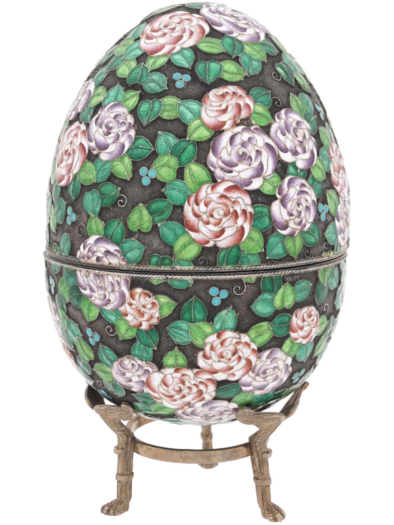 LARGE RUSSIAN 88 SILVER EASTER EGG CASE W STAND (1 of 10)