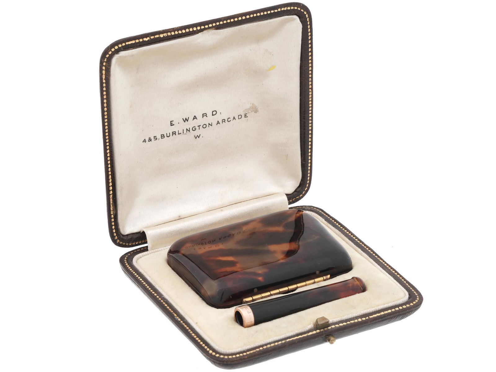 GOLD NATURAL MATERIAL CIGARETTE CASE W MOUTHPIECE (1 of 11)