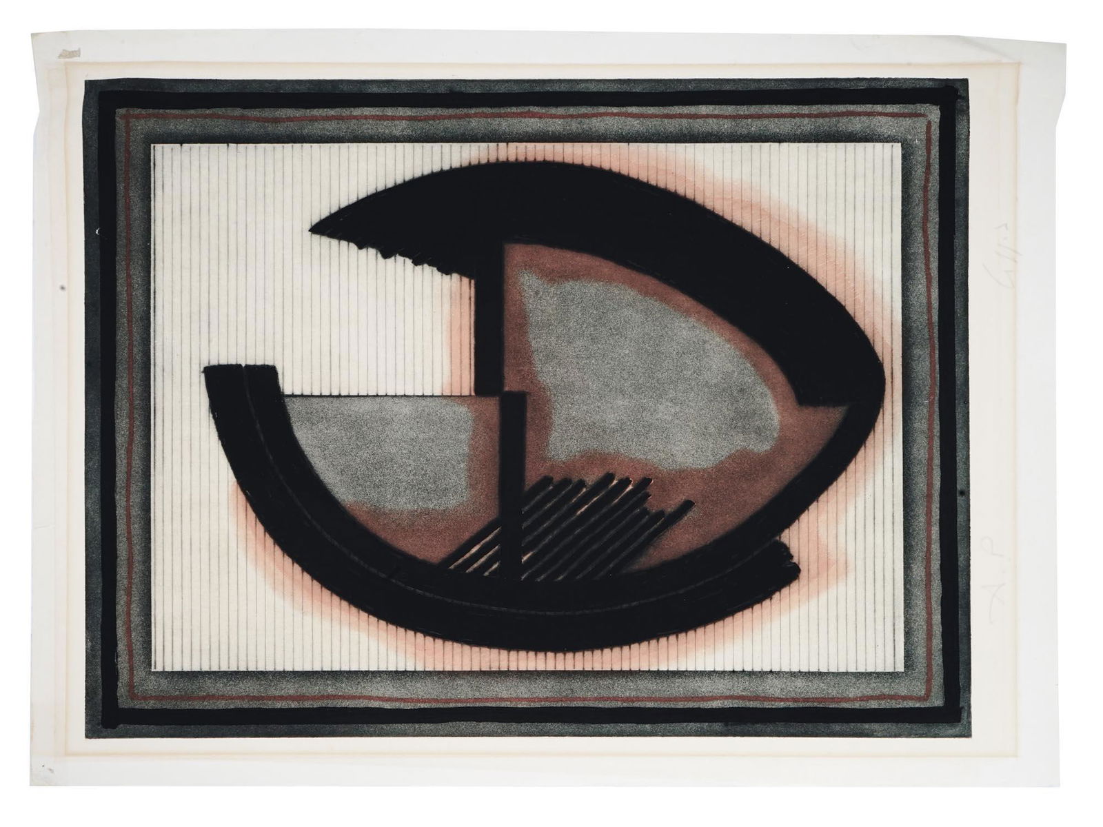 ATTRIBUTED TO RAOUL UBAC ABSTRACT WOOD CUT PRINT (1 of 7)