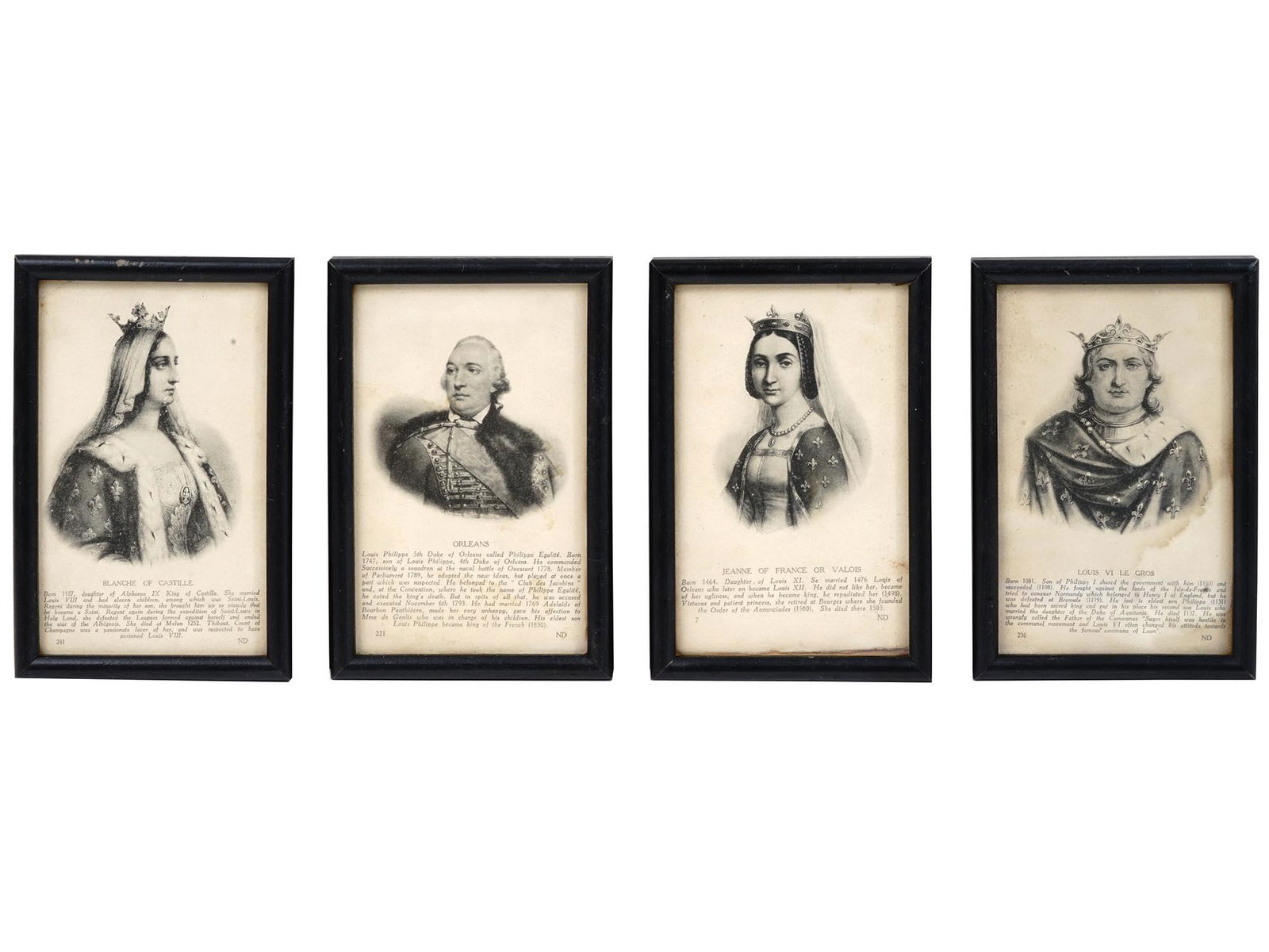 ANTIQUE FRENCH ROYAL LITHO PRINT PORTRAITS FRAMED (1 of 5)