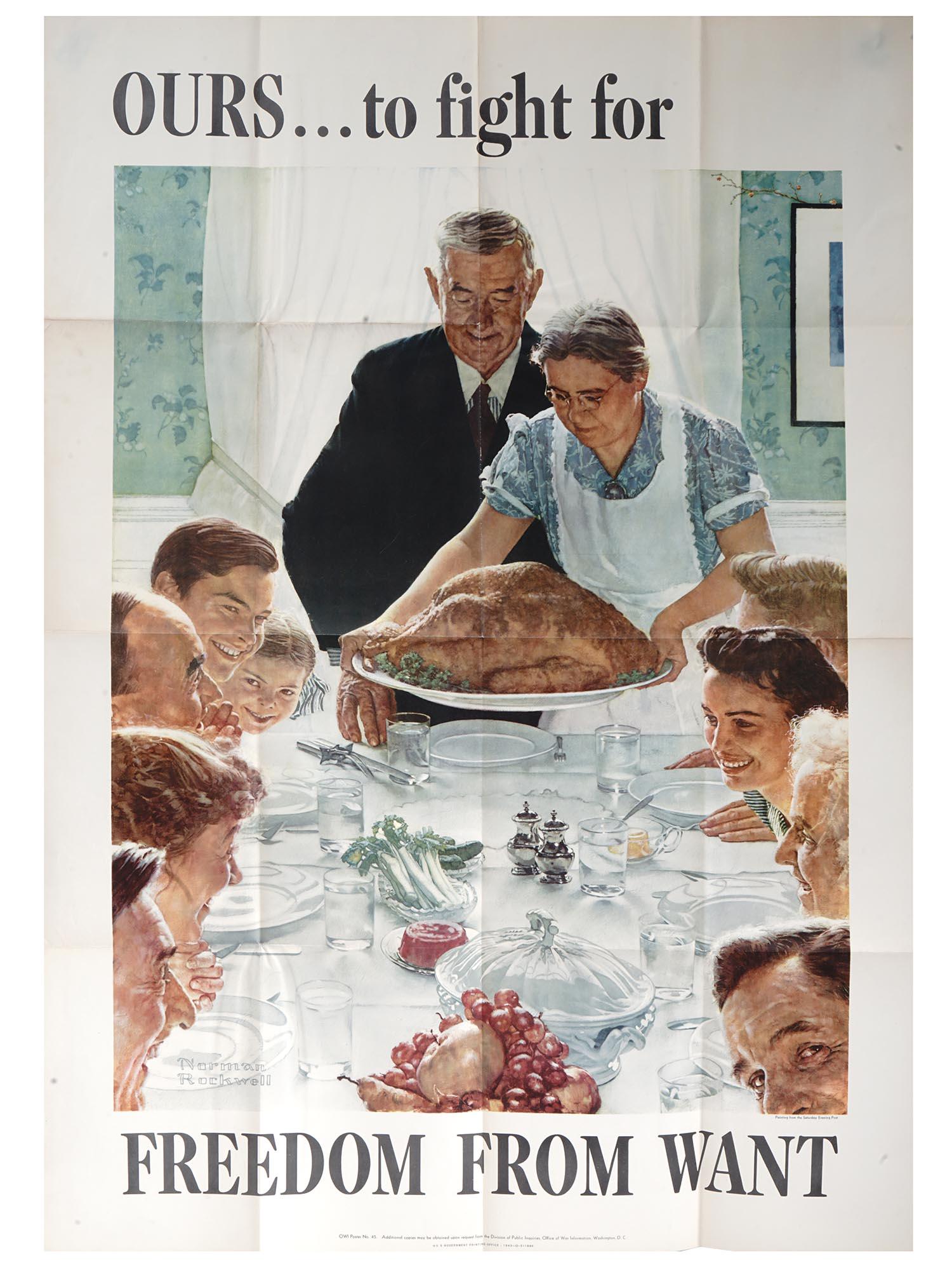 WWII POSTER FREEDOM FROM WANT BY NORMAN ROCKWELL (1 of 5)