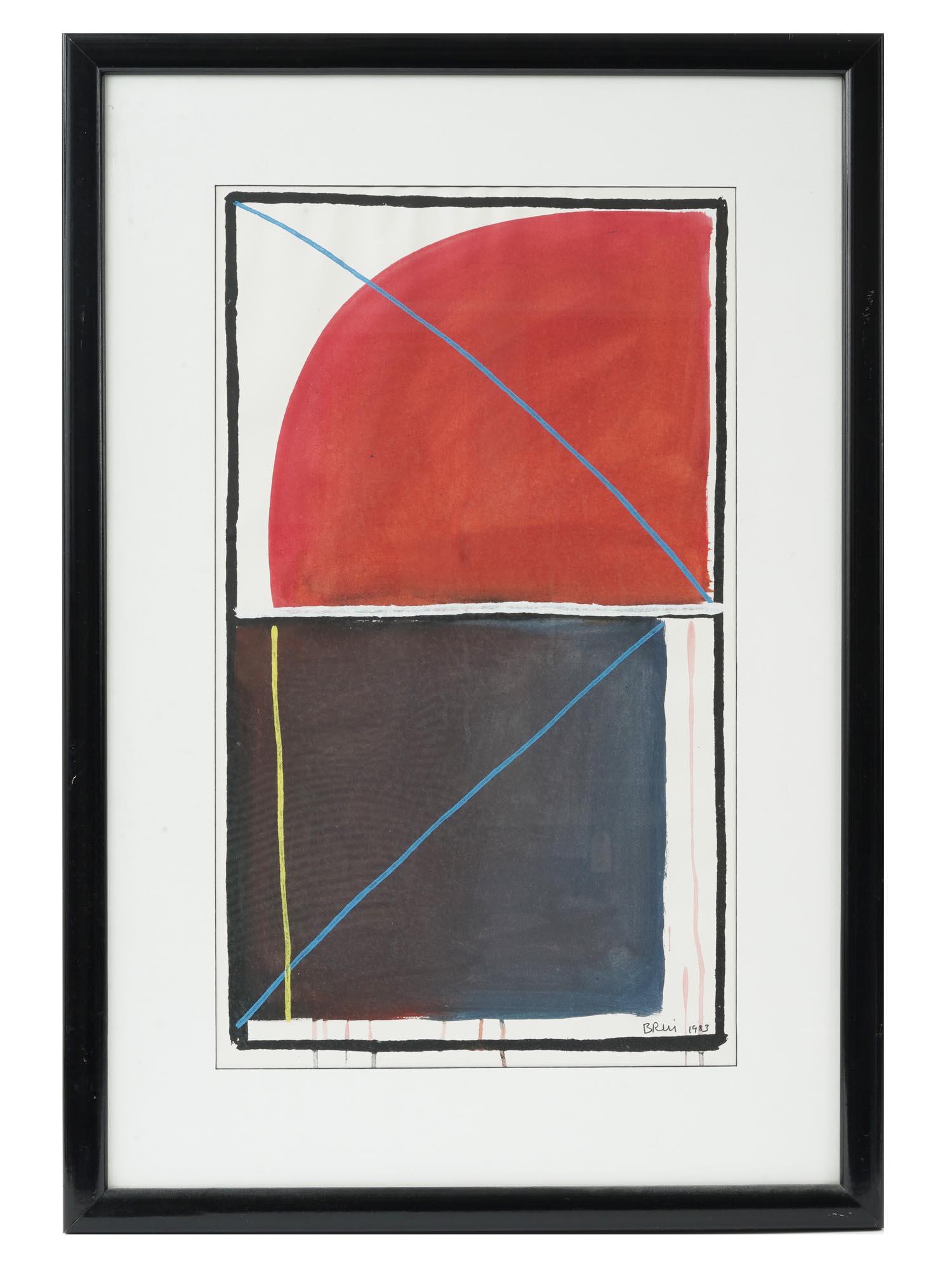 1983 ABSTRACT WATERCOLOR PAINTING BY WILLIAM BRUI (1 of 3)