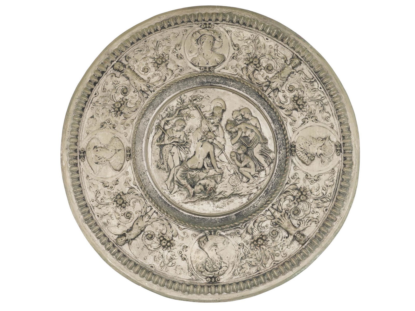 ANTIQUE FRENCH COPPER MYTHOLOGICAL SCENE PLAQUE (1 of 3)