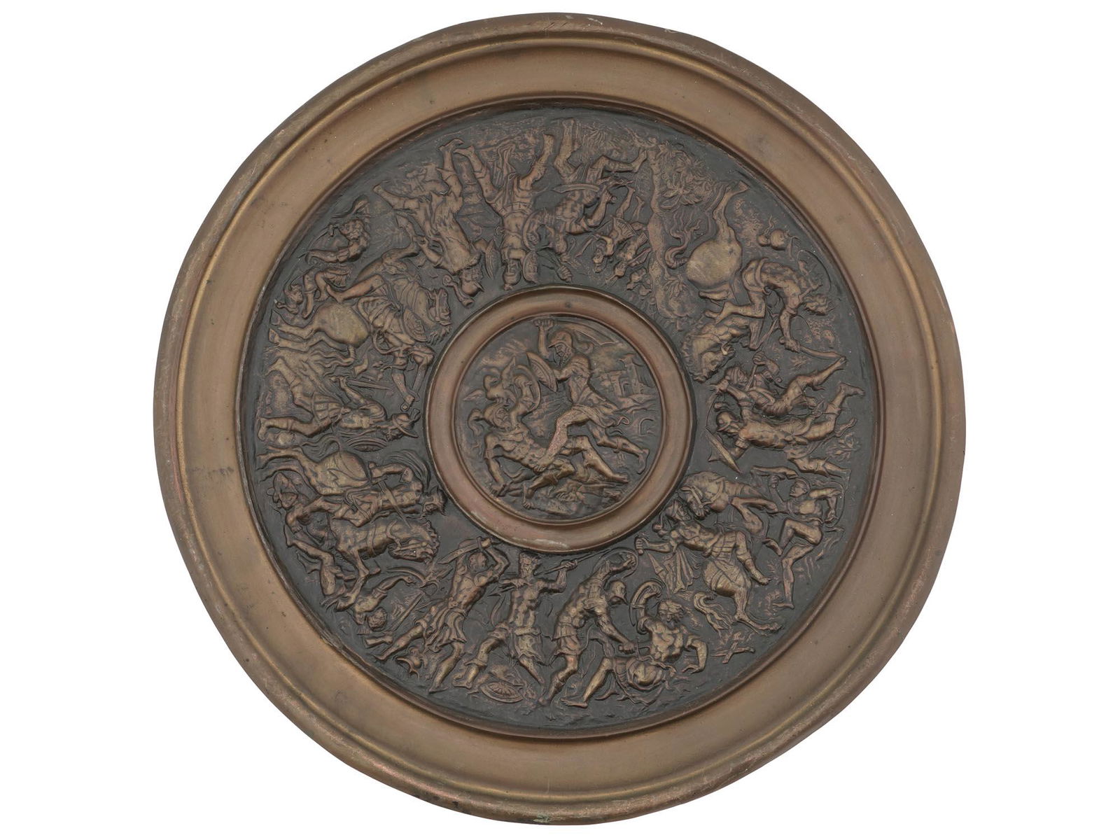 ANTIQUE FRENCH COPPER HIGH RELIEF BATTLE PLAQUE (1 of 3)