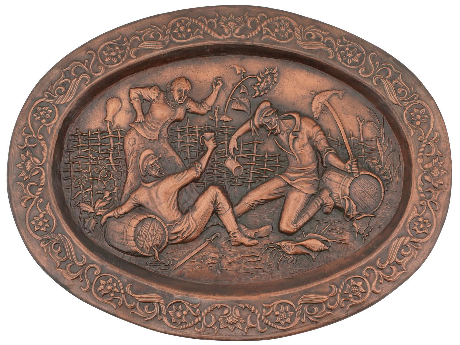 ANTIQUE RUSSIAN COPPER BAS RELIEF SCENE PLAQUE (1 of 3)