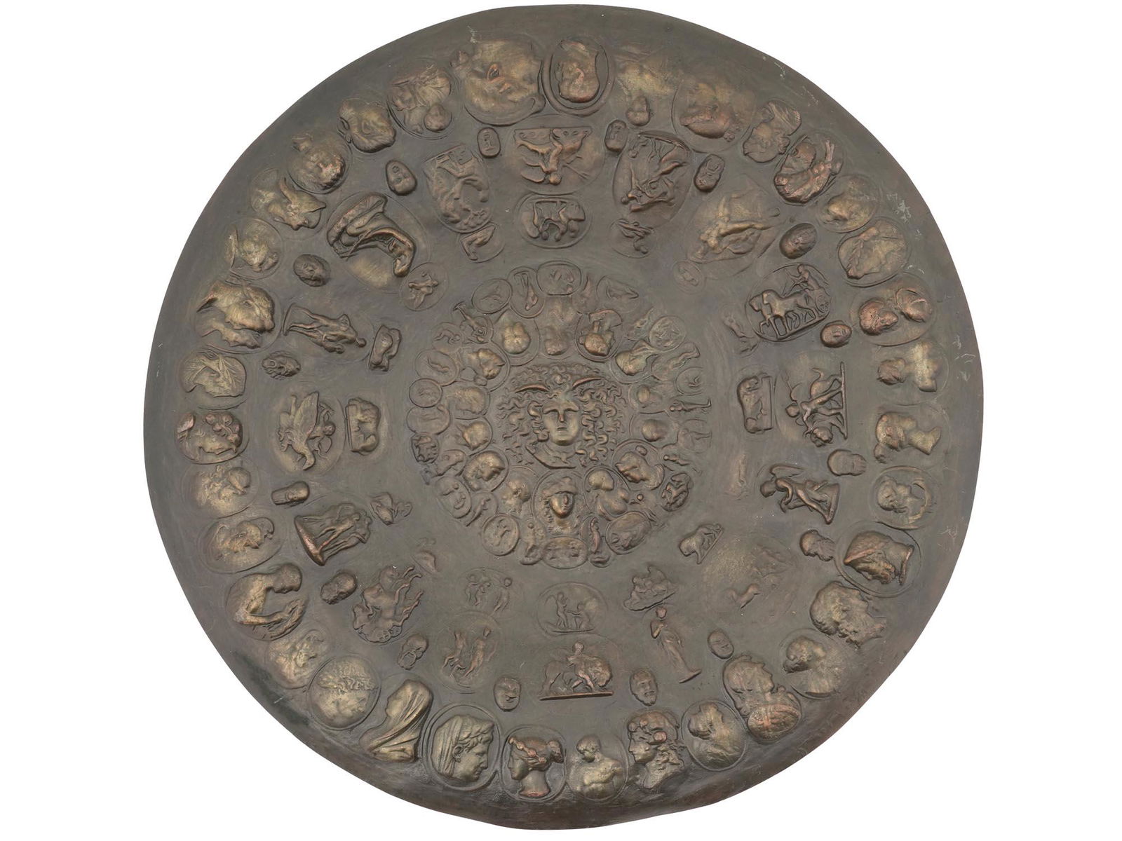 ANTIQUE HAMMERED COPPER BAS RELIEF MEDUSA PLAQUE (1 of 3)