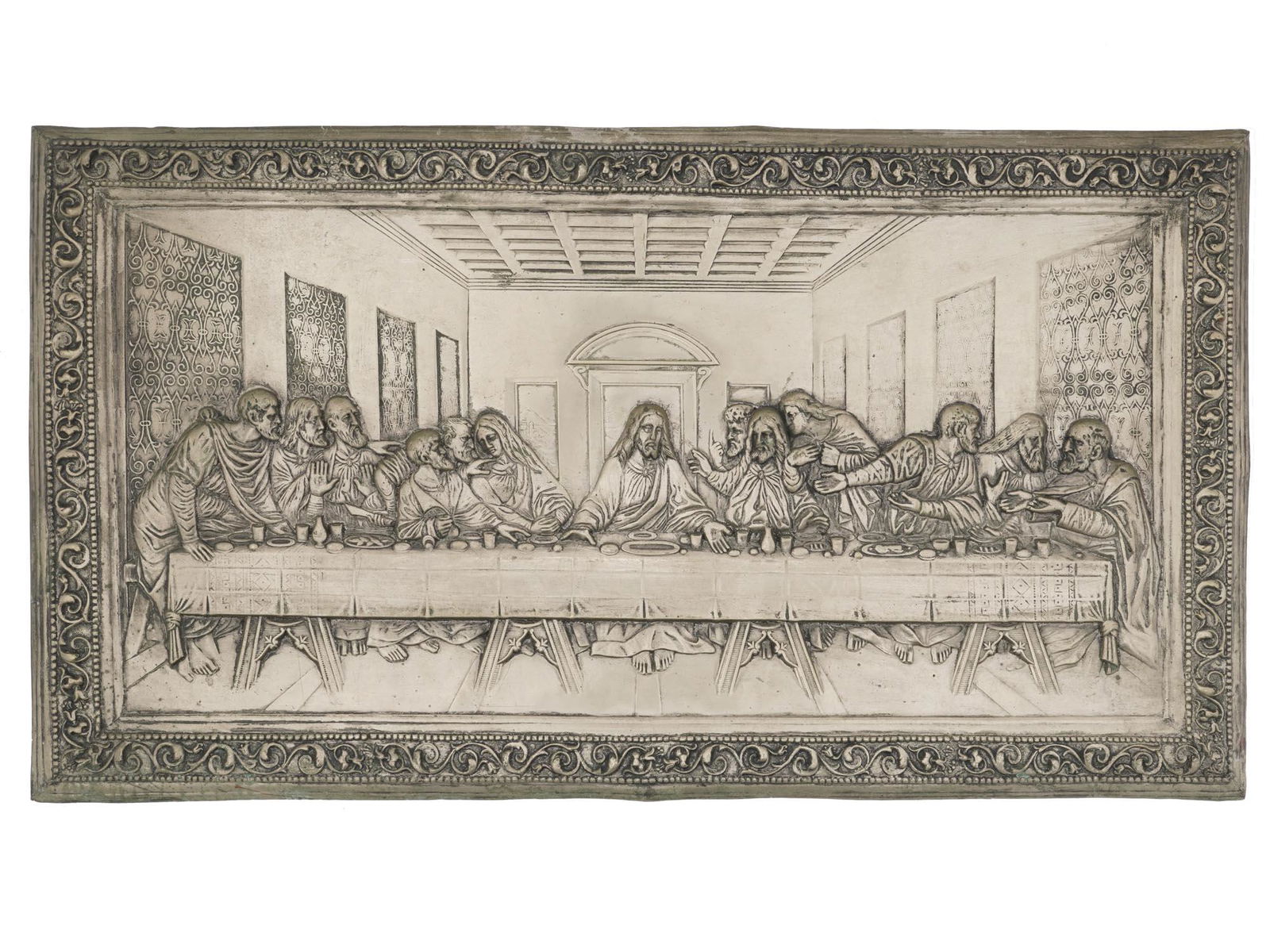 ANTIQUE COPPER RELIEF PLAQUE LAST SUPPER DA VINCI (1 of 4)