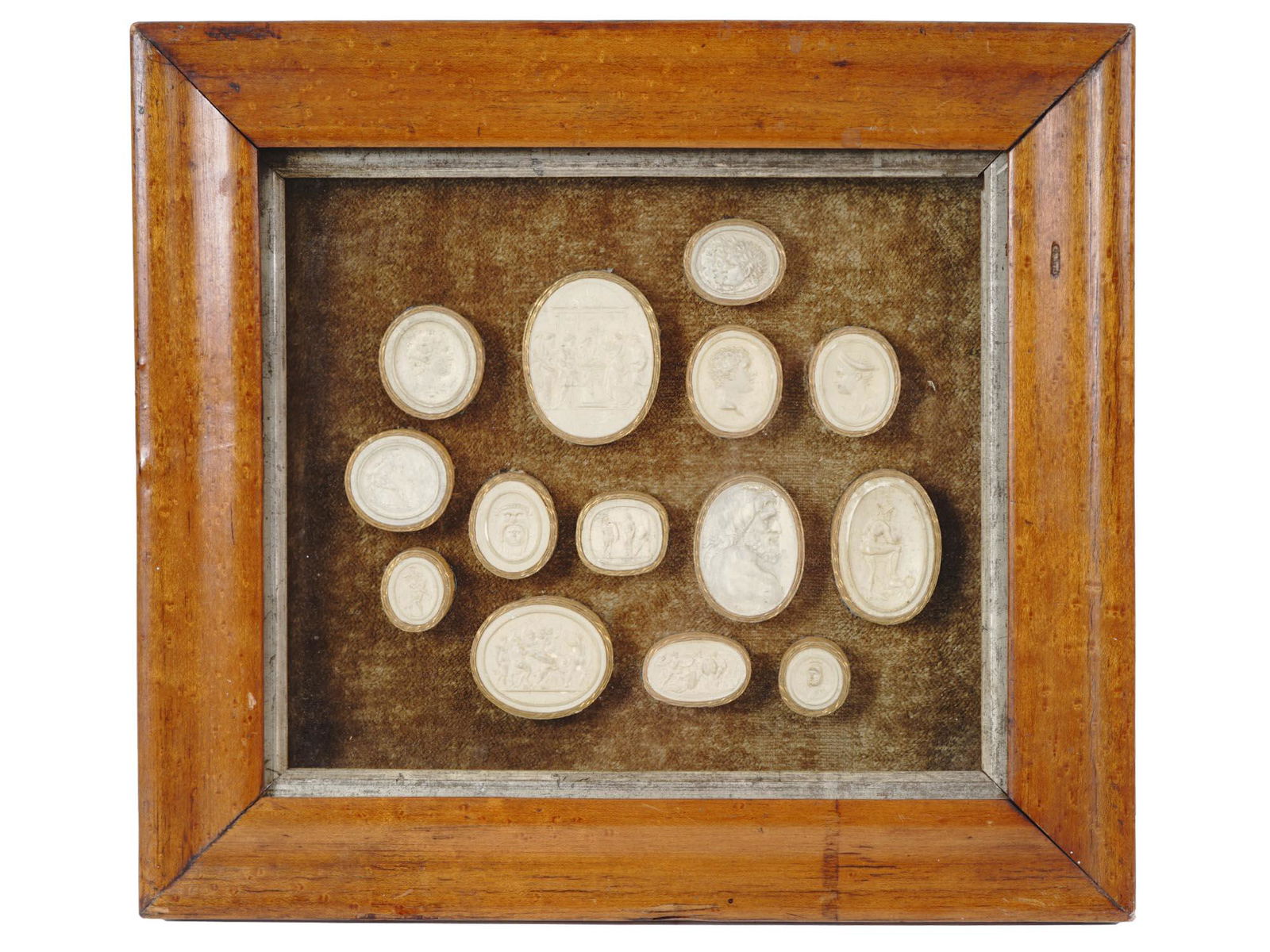 ANTIQUE 19TH C GRAND TOUR PLASTER CAMEOS FRAMED (1 of 4)