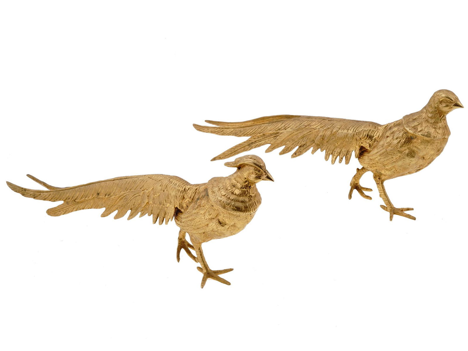 ANTIQUE FRENCH GILT BRONZE PHEASANTS BIRDS PAIR (1 of 6)