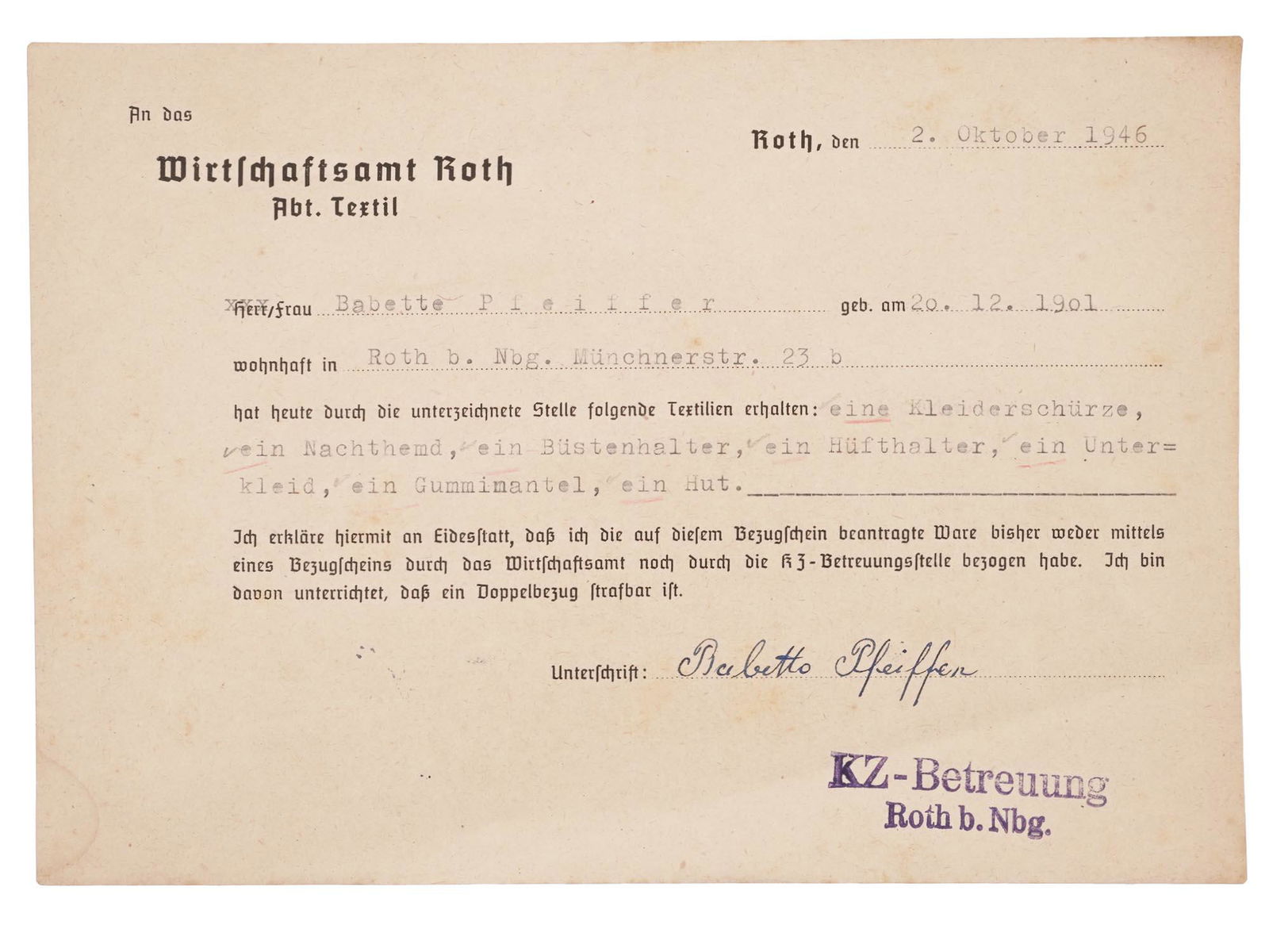 POST WWII CONCENTRATION CAMP LIBERATION DOCUMENT (1 of 2)