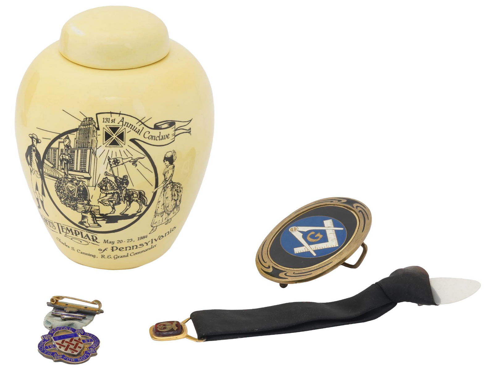 COLLECTION OF FOUR MASONIC MEDALS PINS WARES (1 of 6)