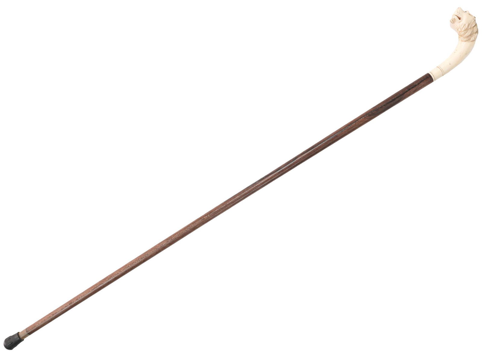 VINTAGE ART DECO LION HANDLE WOODEN WALKING CANE (1 of 9)