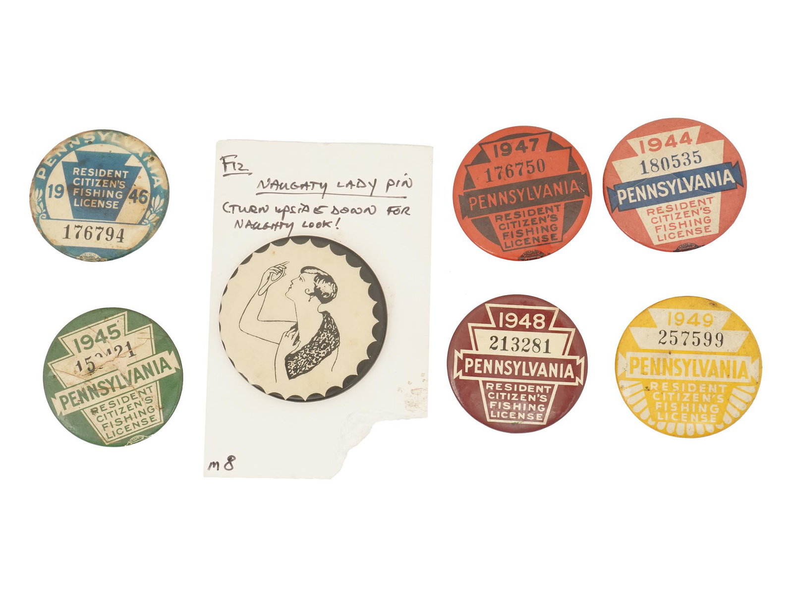 MID CENTURY PENNSYLVANIA FISHING PIN BUTTONS (1 of 6)