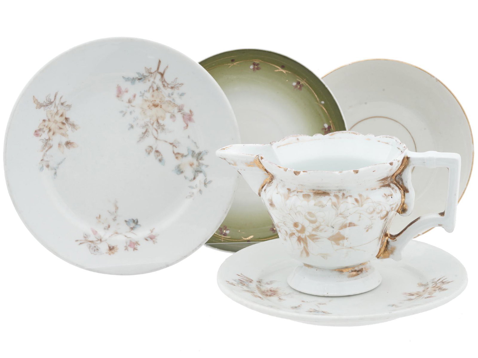 RUSSIAN KUZNETSOV PORCELAIN SAUCERS MILK JUG SET (1 of 9)