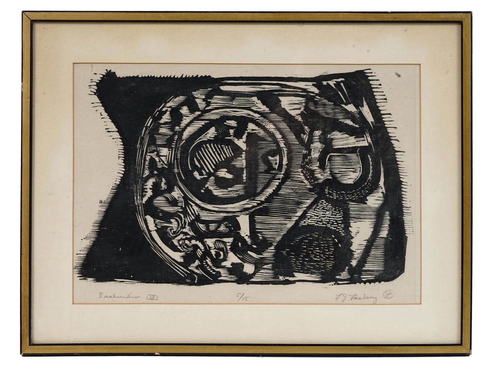 AMERICAN ABSTRACT WOODCUT PRINT BY LESLIE LASKEY (1 of 6)