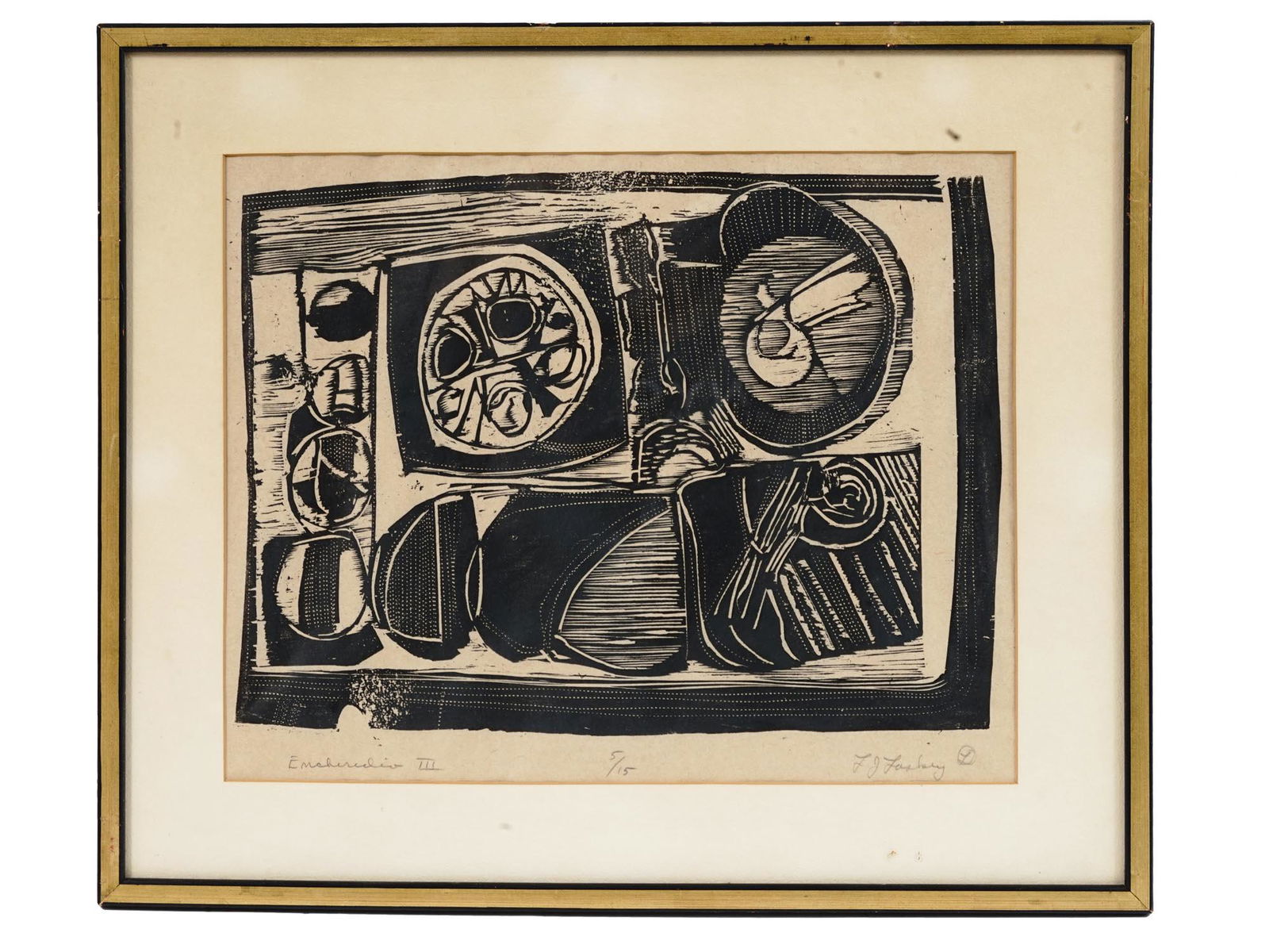 AMERICAN ABSTRACT WOODCUT PRINT BY LESLIE LASKEY (1 of 7)