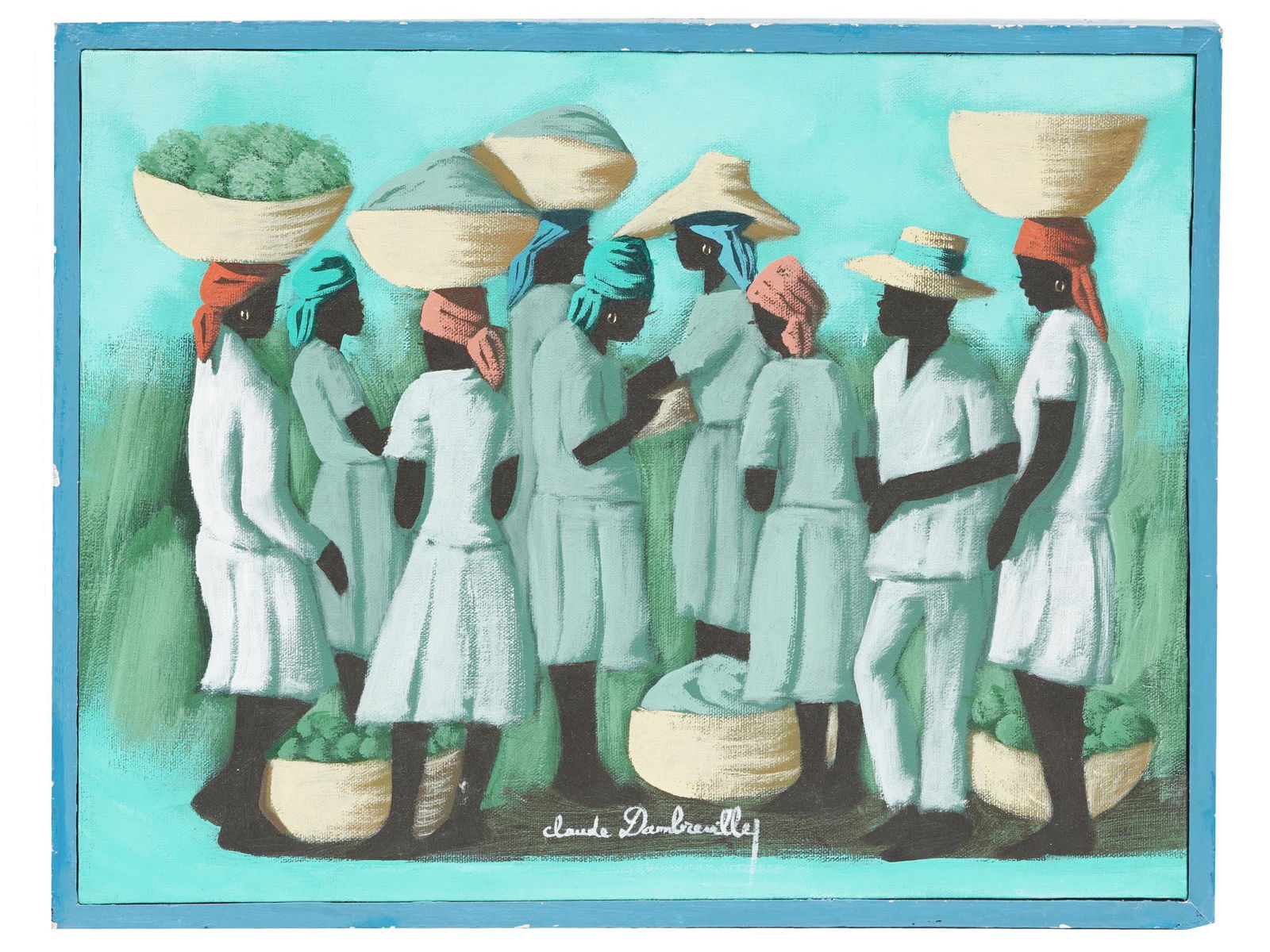 HAITIAN WOMEN OIL PAINTING BY CLAUDE DAMBREVILLE (1 of 9)
