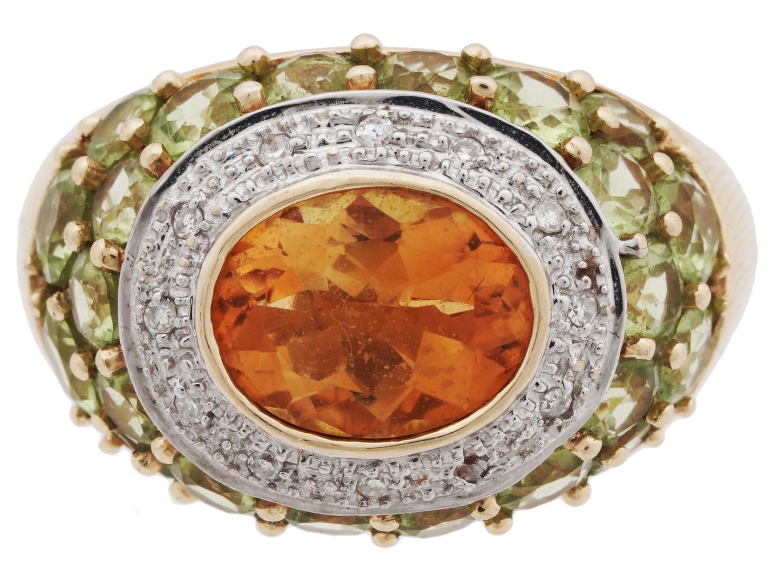 14K GOLD PERIDOT AND CITRINE STATEMENT RING (1 of 6)