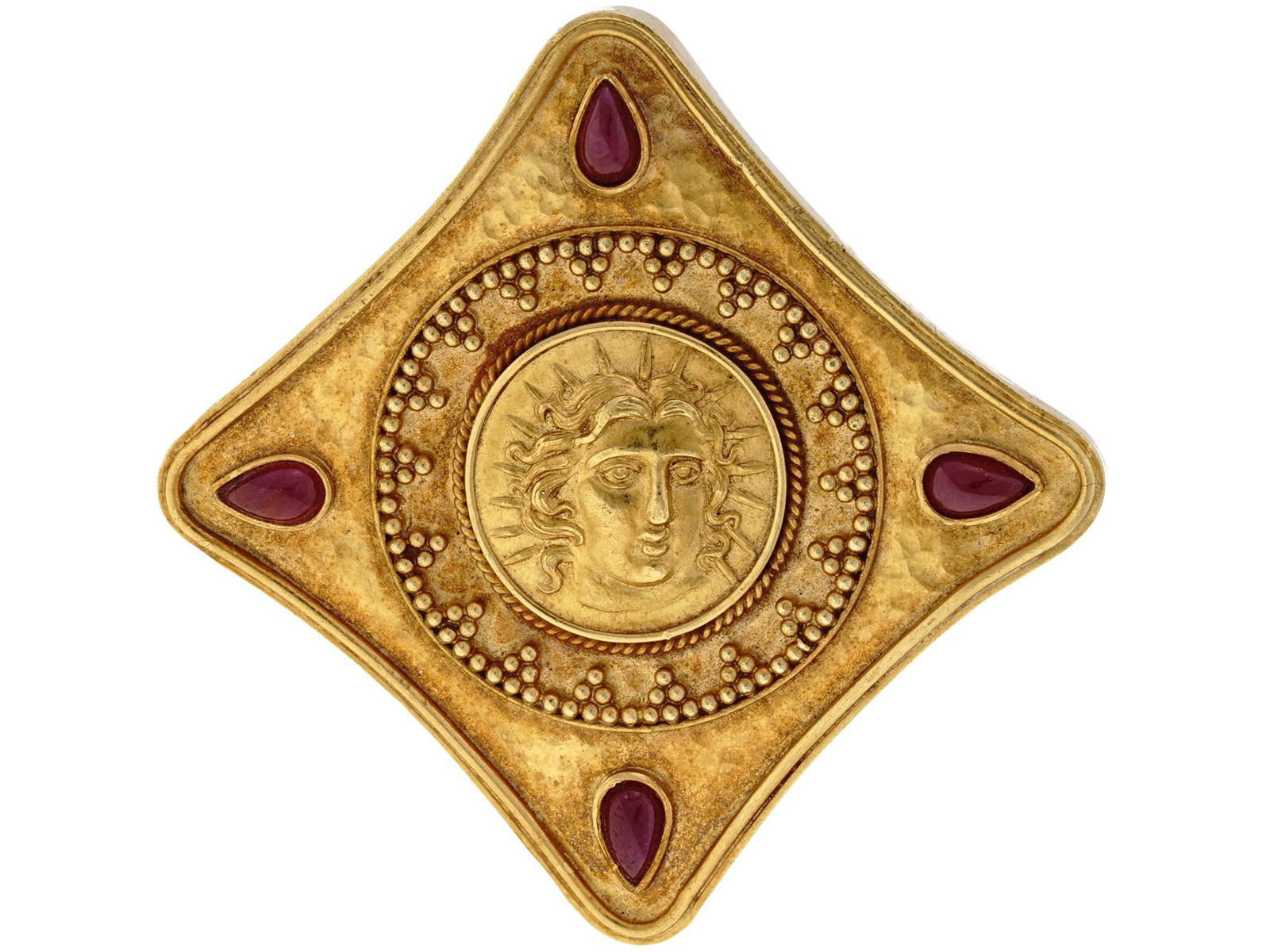 22K YELLOW GOLD RUBY BROOCH PENDANT WITH APOLLO (1 of 4)