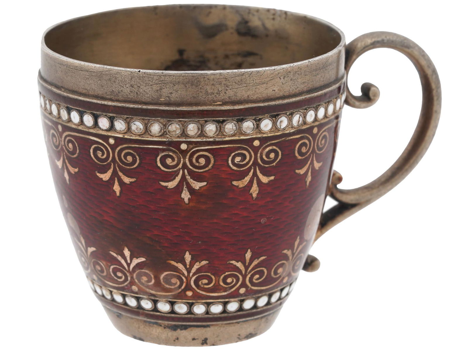 RUSSIAN GILT SILVER AND RED ENAMEL COFFEE CUP (1 of 6)