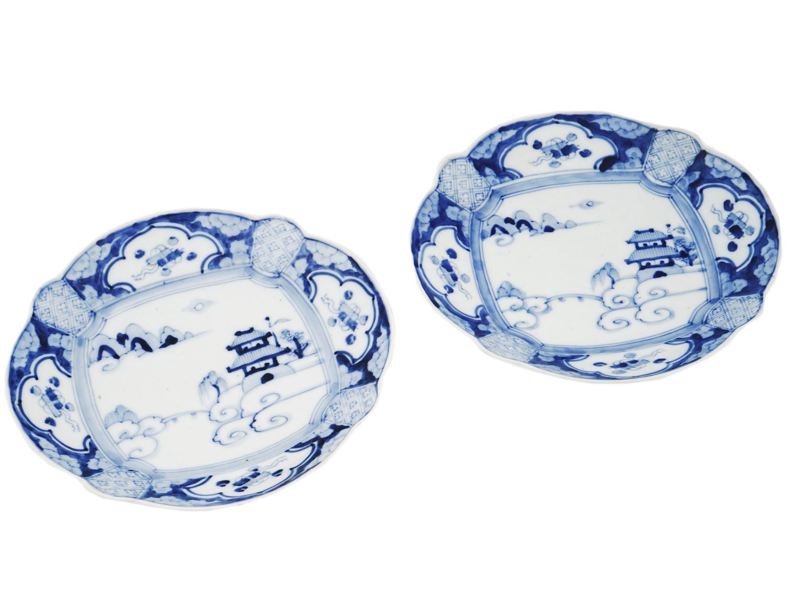 19TH C PORCELAIN BLUE WILLOW PLATES PEASANT WARE (1 of 7)