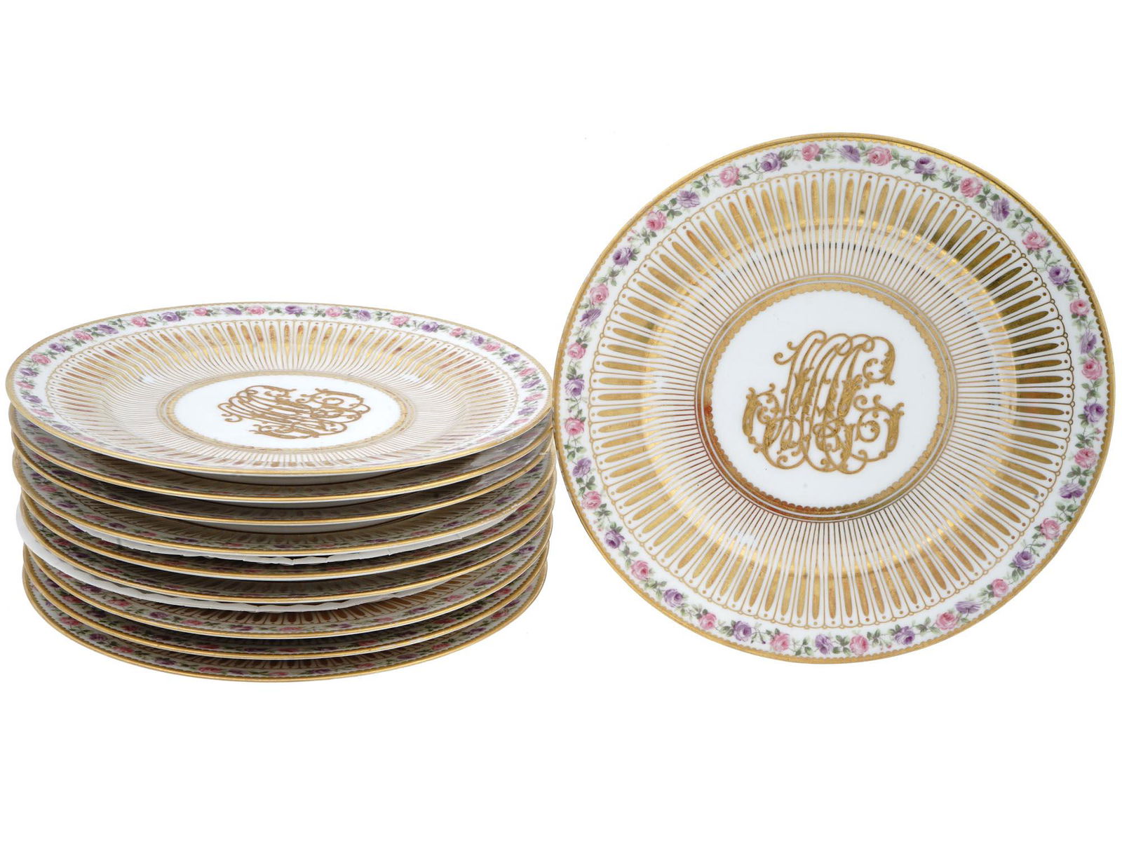 ANTIQUE FRENCH LIMOGES GILT PORCELAIN PLATES (1 of 5)
