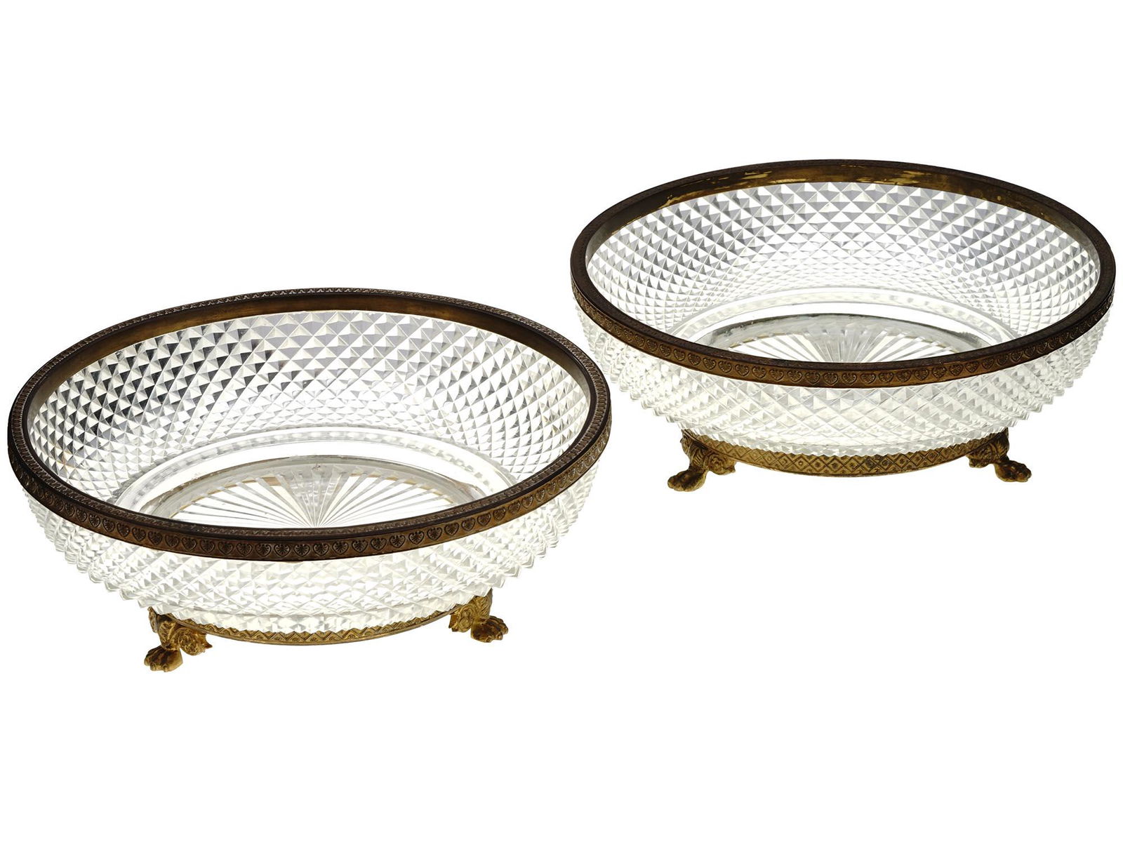 ANTIQUE FRENCH BRONZE MOUNTED CRYSTAL GLASS BOWLS (1 of 5)