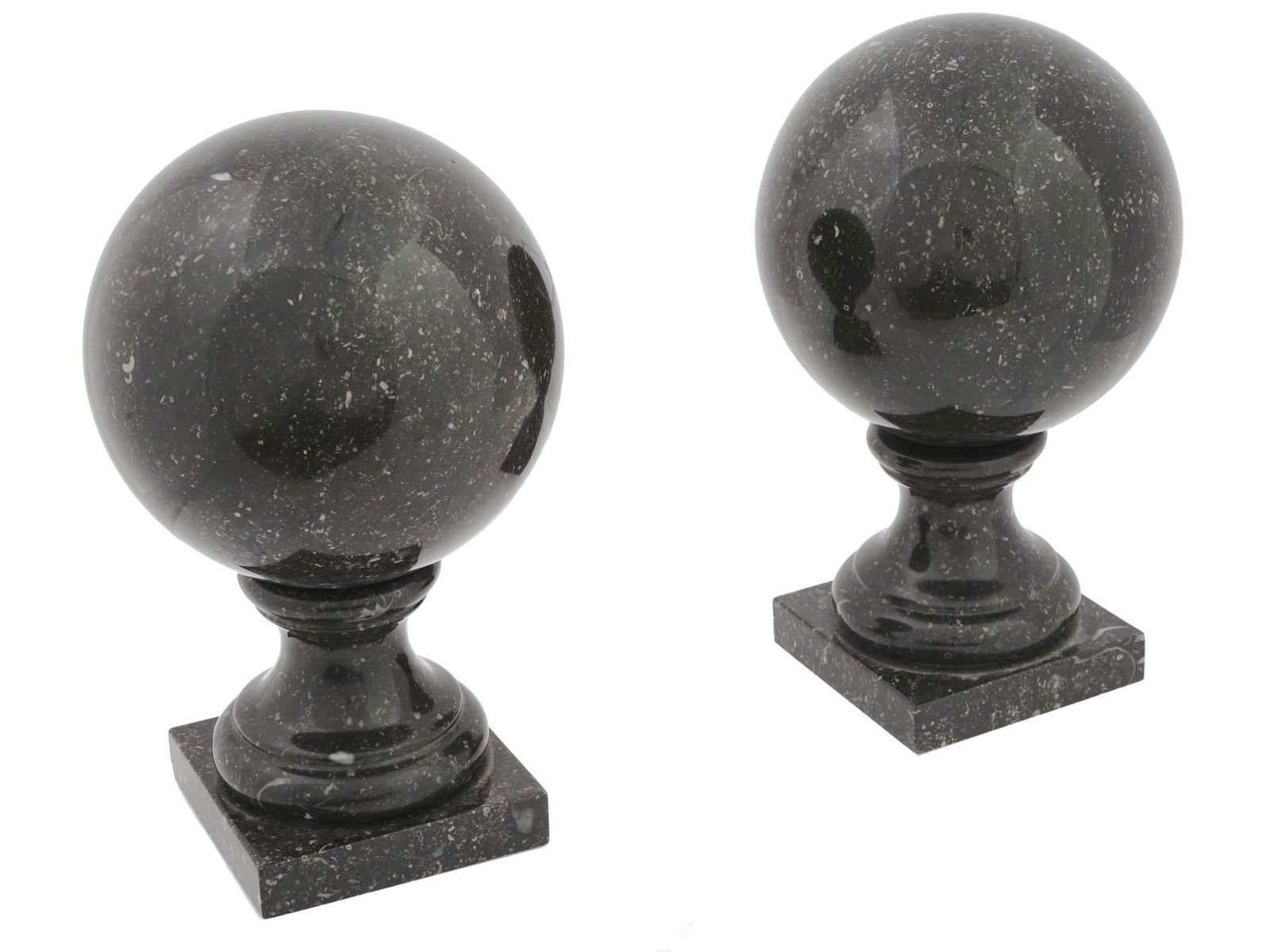 POLISHED BLACK MARBLE SPHERES WITH STANDS (1 of 6)
