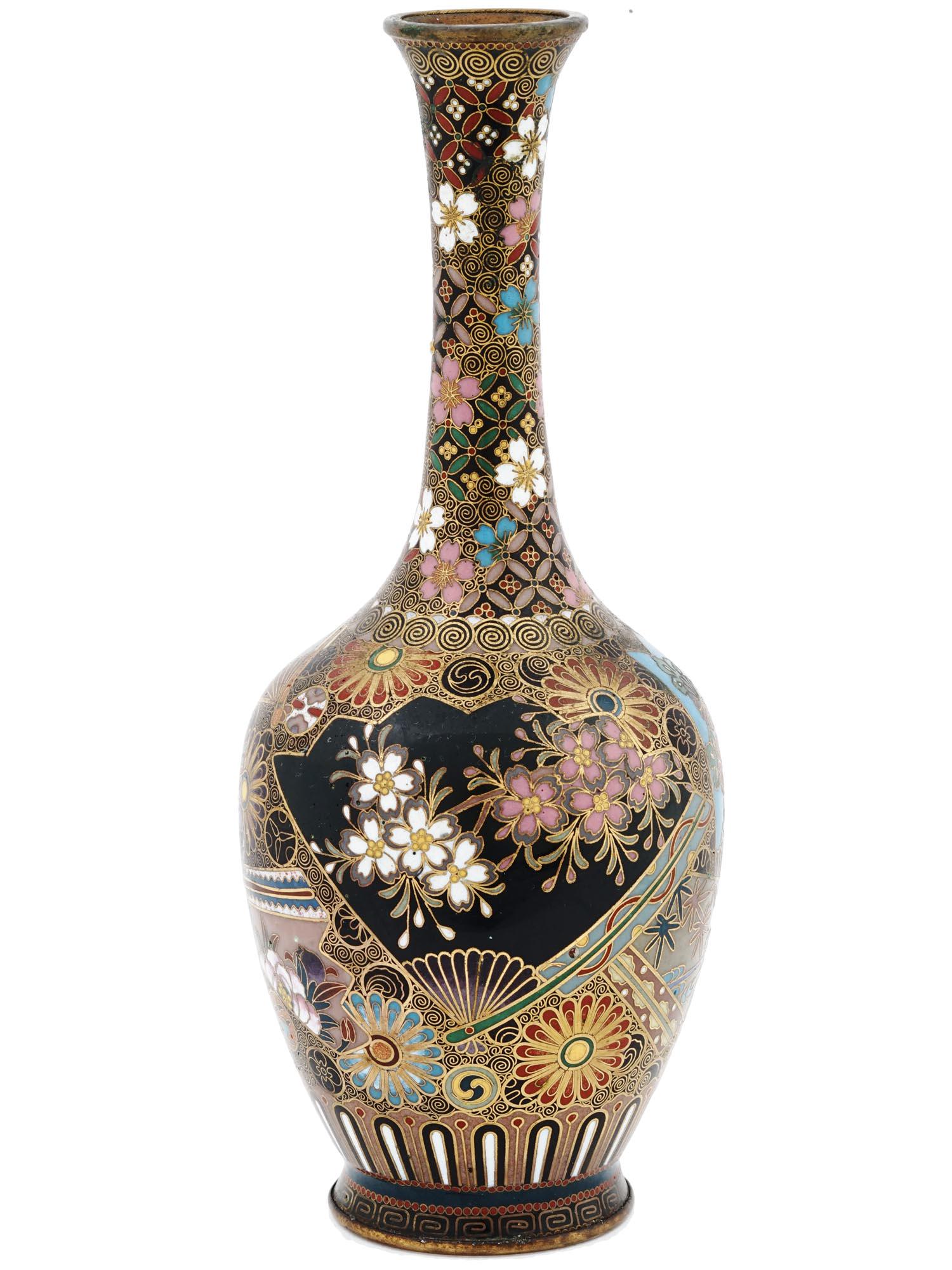 JAPANESE MEIJI ERA CLOISONNE ENAMEL VASE SIGNED (1 of 6)