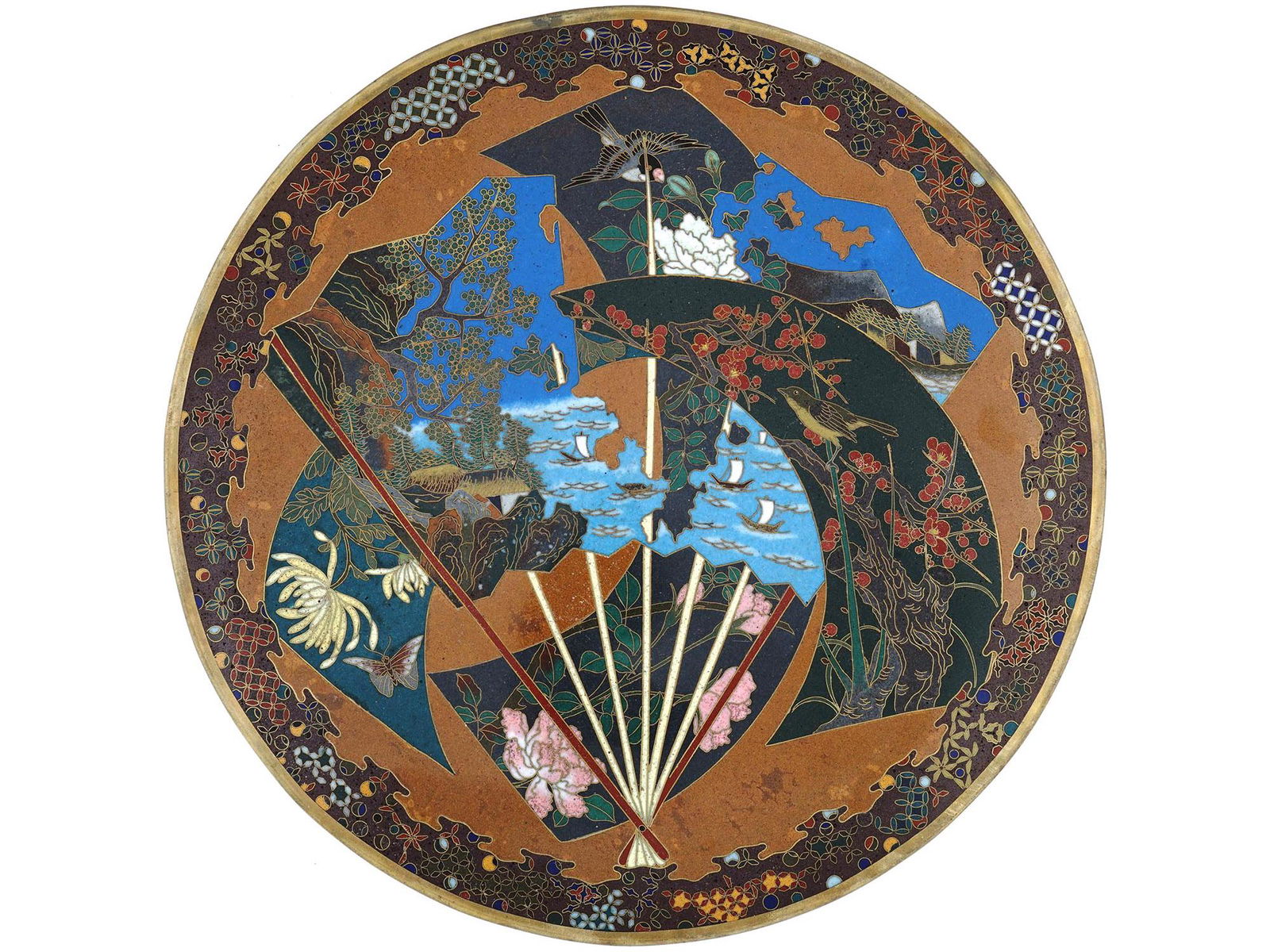 ANTIQUE JAPANESE ENAMELED CHARGER AFTER NAMIKAWA (1 of 5)