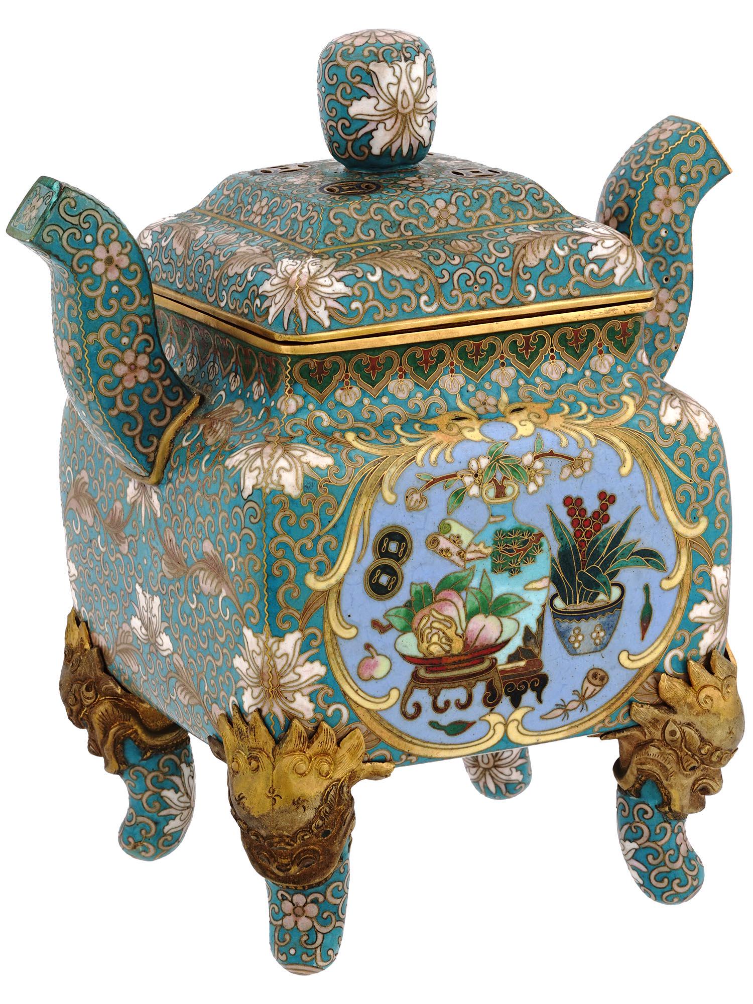 ANTIQUE CHINESE CLOISONNE ENAMEL LIDDED CENSER (1 of 8)