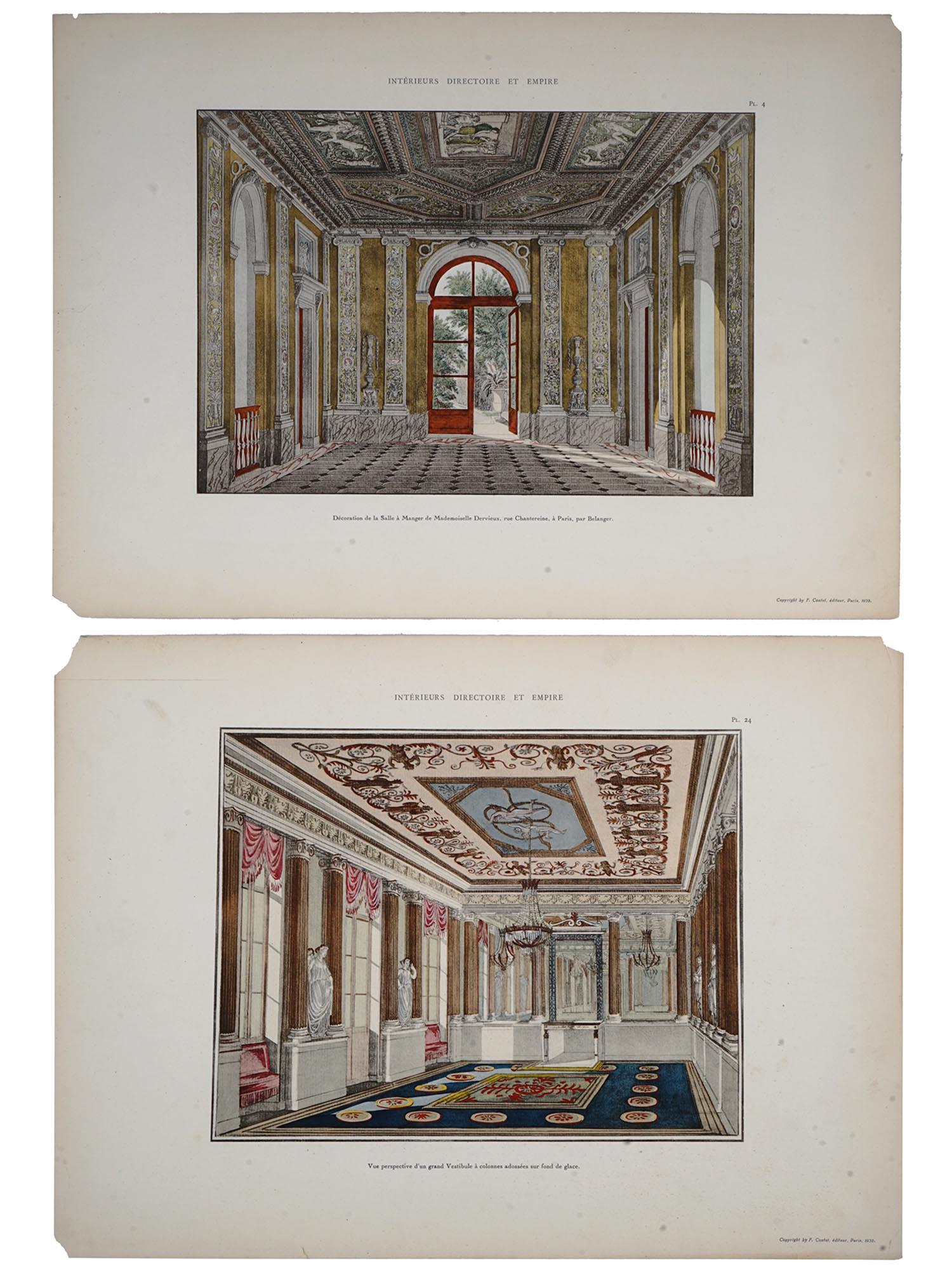 FRENCH ARCHITECTURAL INTERIOR COLORED ENGRAVINGS (1 of 11)