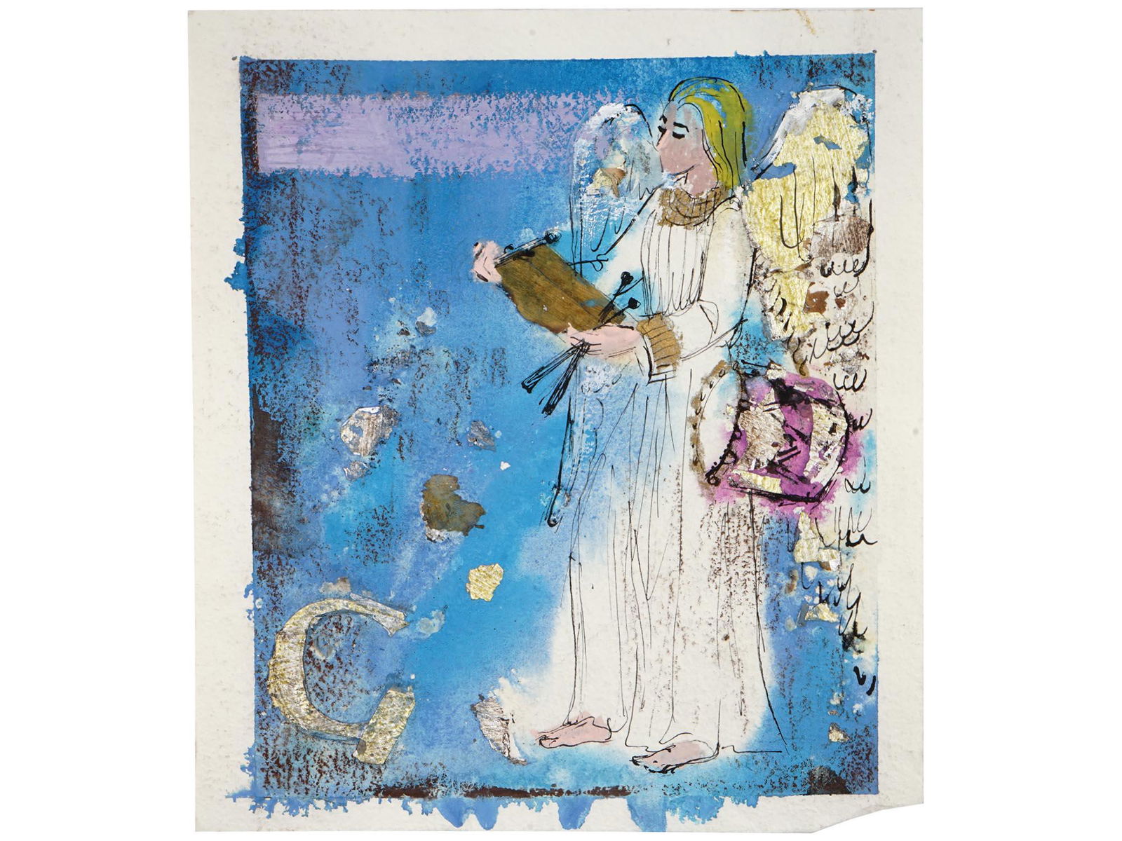 AMERICAN PAINTING OF ANGEL ATTR TO LJUBICA ORLIC (1 of 5)