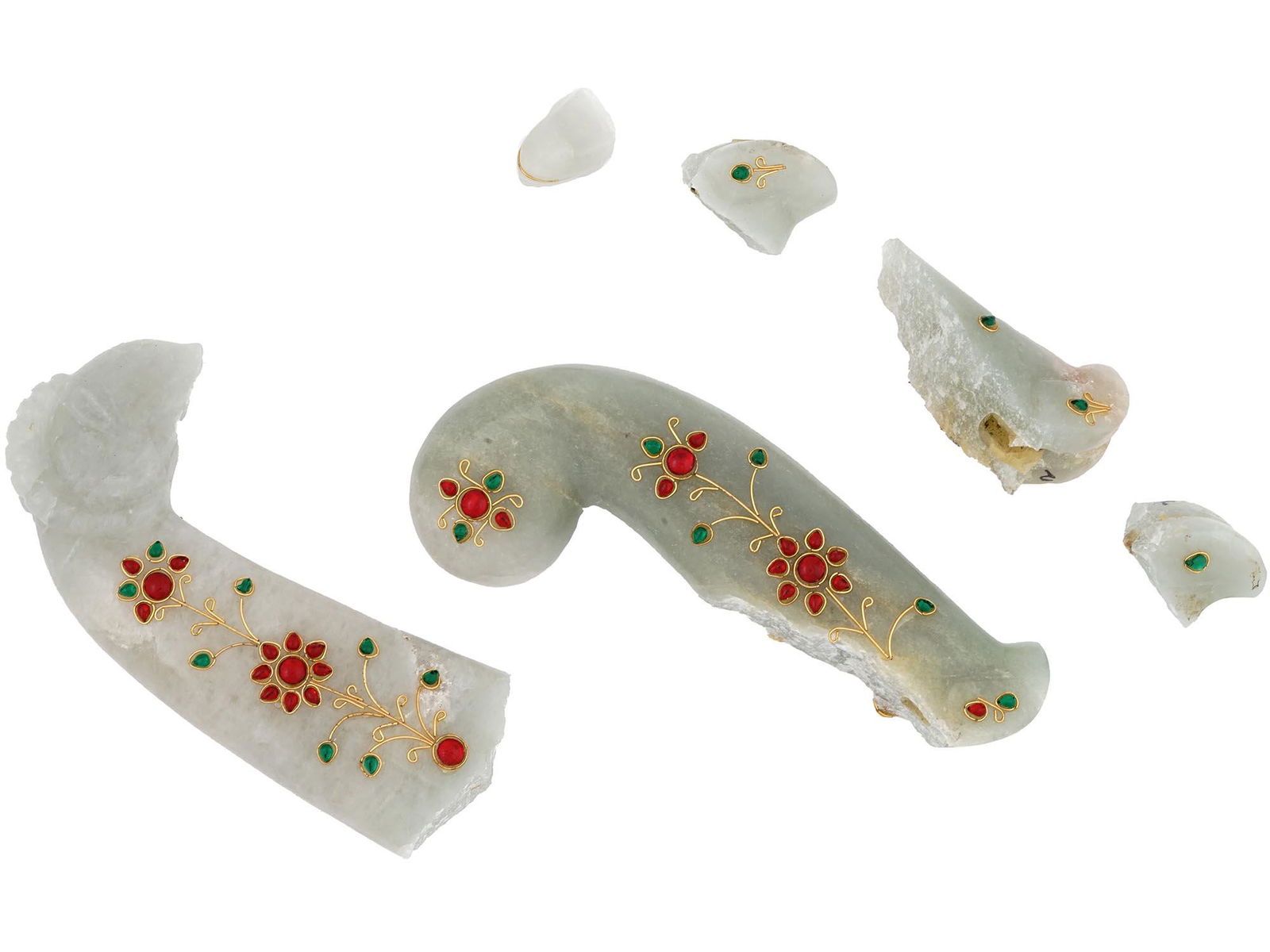 ANTIQUE ISLAMIC MUGHAL CARVED JADE DAGGER PARTS (1 of 3)