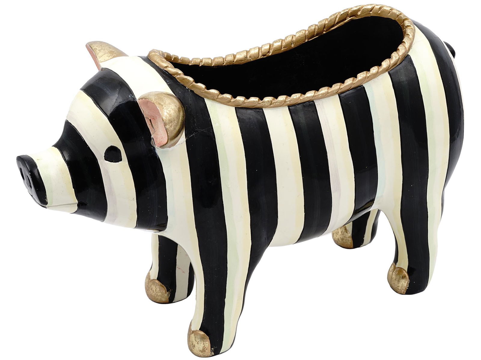 MACKENZIE-CHILDS COURTLY STRIPE RESIN PIG PLANTER (1 of 9)