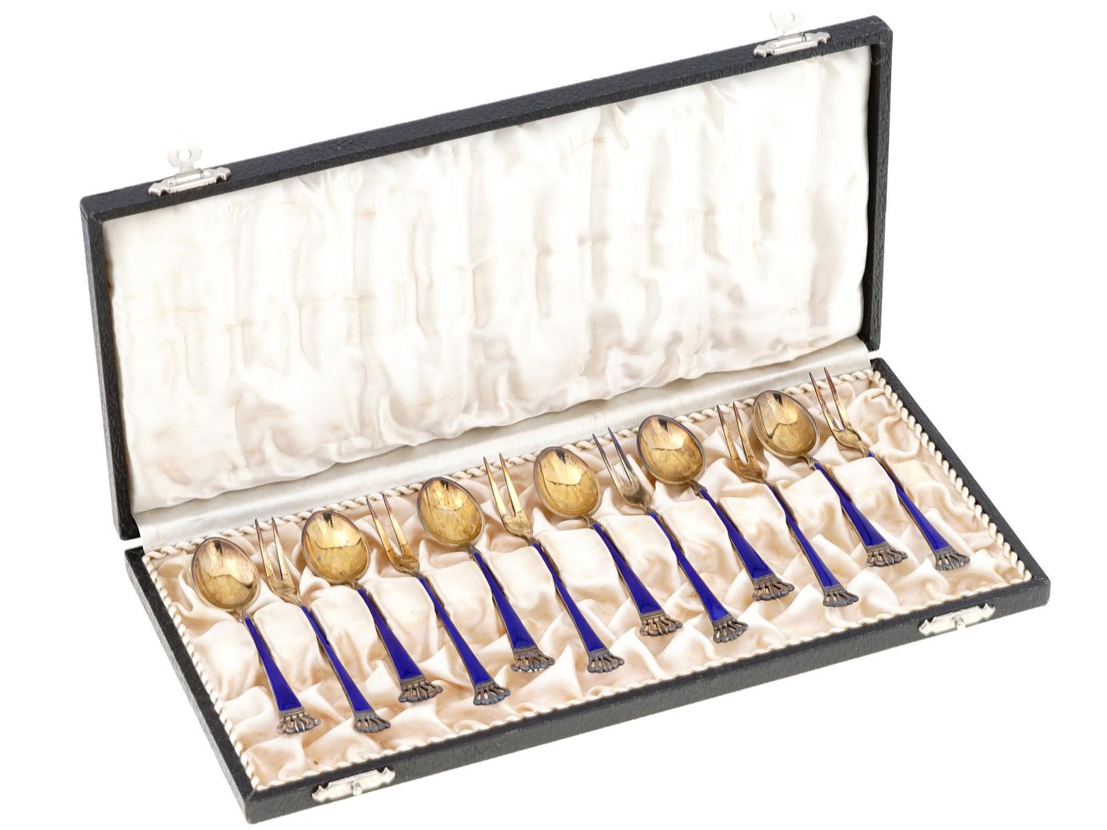 SORENCO DENMARK GILT SILVER ENAMEL CUTLERY IOB (1 of 5)